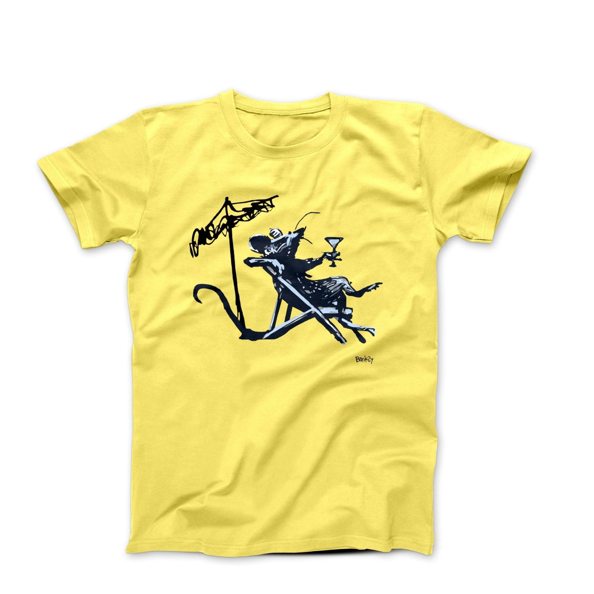 Banksy Cocktail At The Beach Rat (2003) Street Art T-Shirt - Street, Pop & Media Art - Harvey Ltd