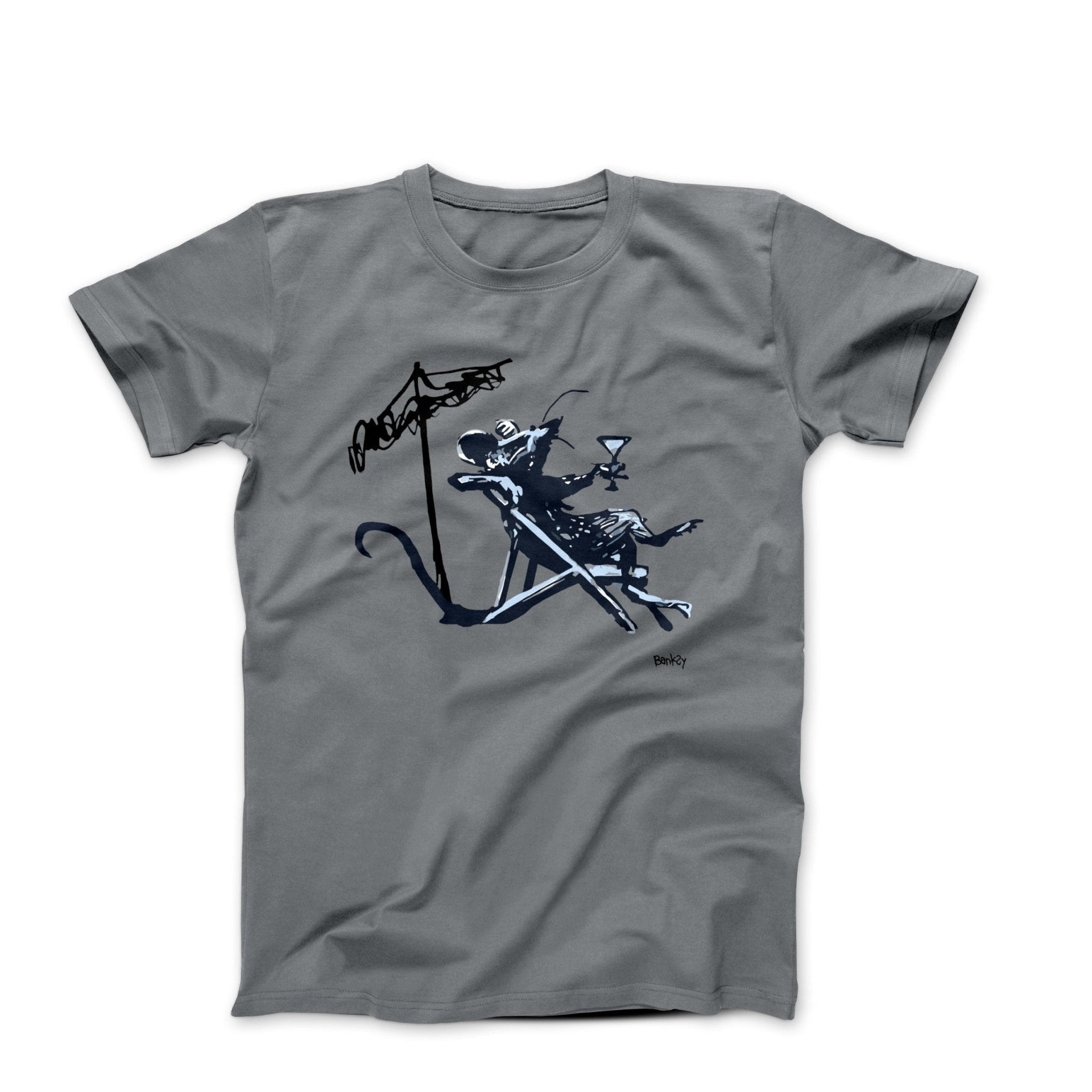 Banksy Cocktail At The Beach Rat (2003) Street Art T-Shirt - Street, Pop & Media Art - Harvey Ltd