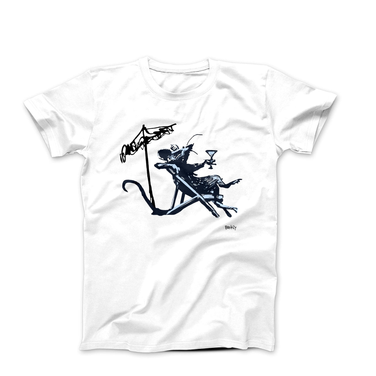 Banksy Cocktail At The Beach Rat (2003) Street Art T-Shirt - Street, Pop & Media Art - Harvey Ltd