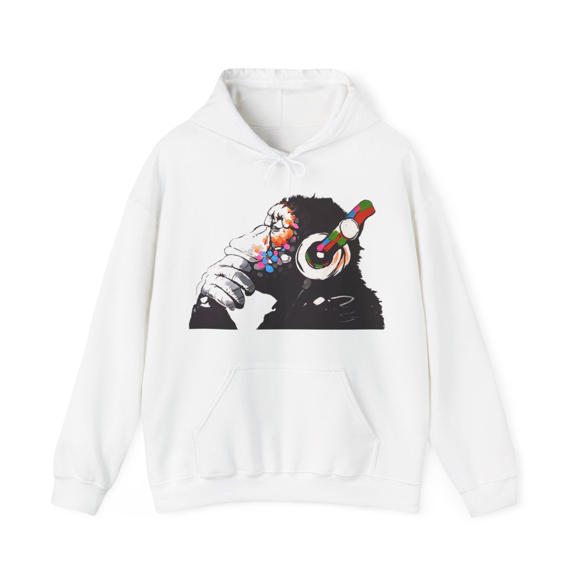 Banksy DJ Thinker Monkey Artwork Hoodie - Street, Pop & Media Art - Harvey Ltd