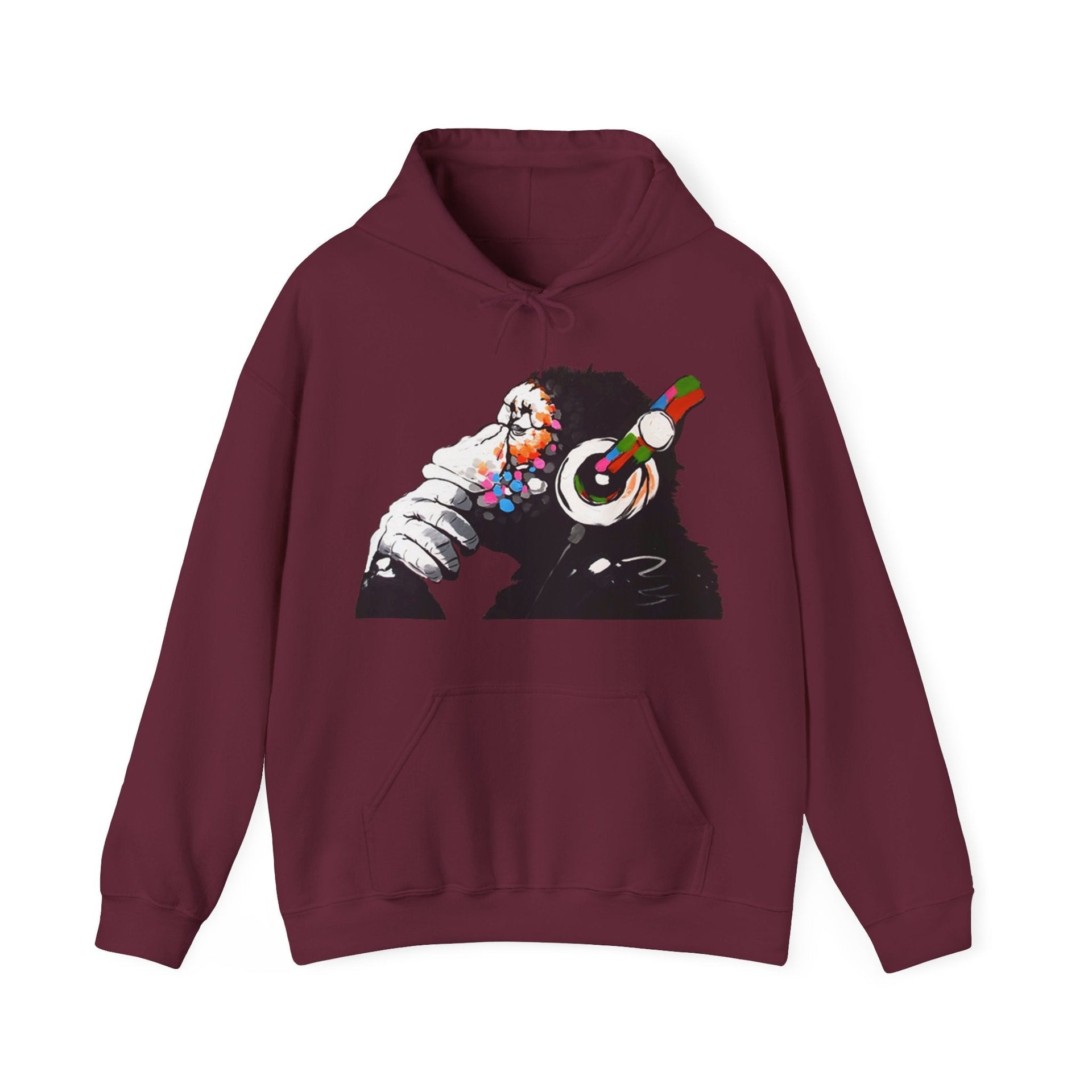 Banksy DJ Thinker Monkey Artwork Hoodie - Street, Pop & Media Art - Harvey Ltd