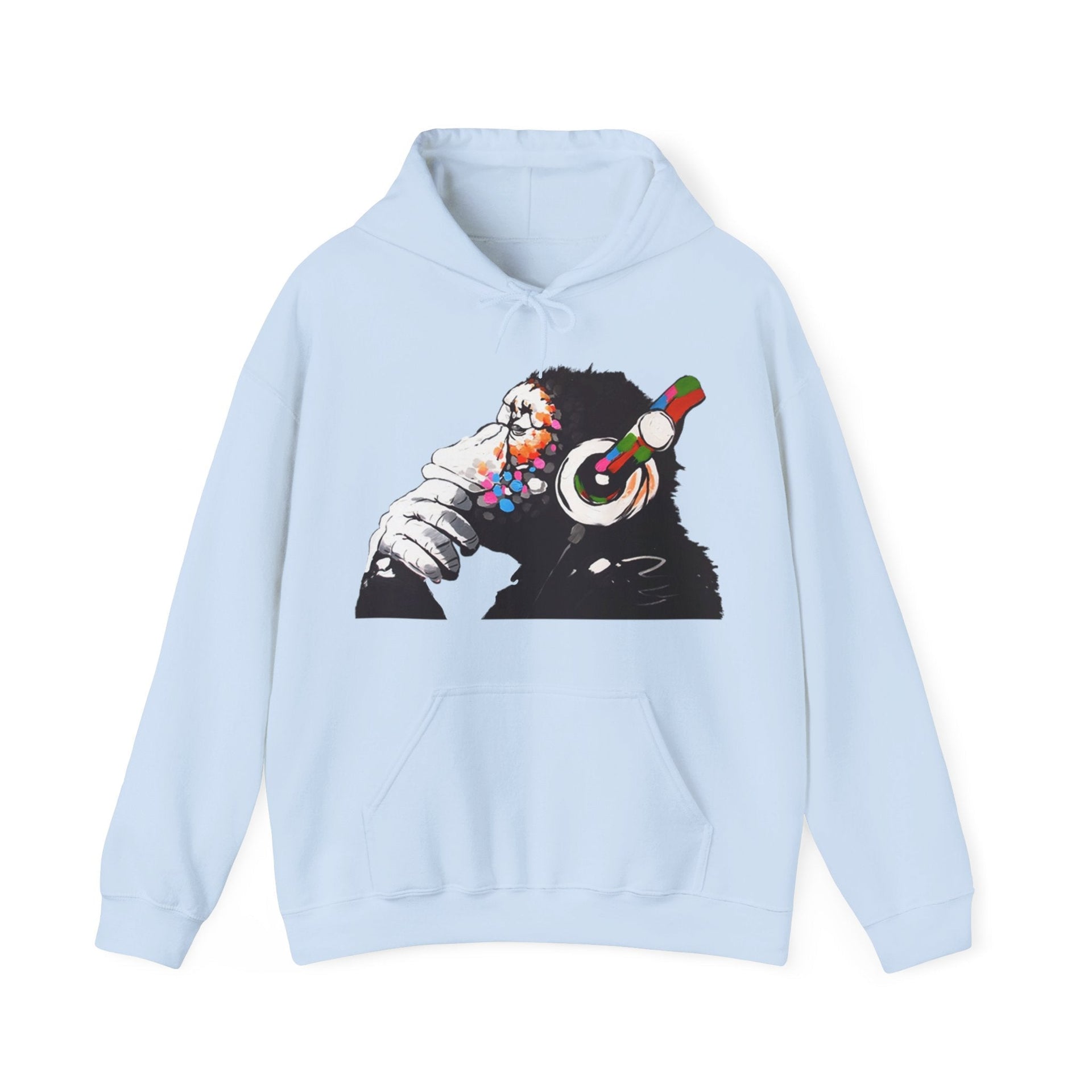 Banksy DJ Thinker Monkey Artwork Hoodie - Street, Pop & Media Art - Harvey Ltd