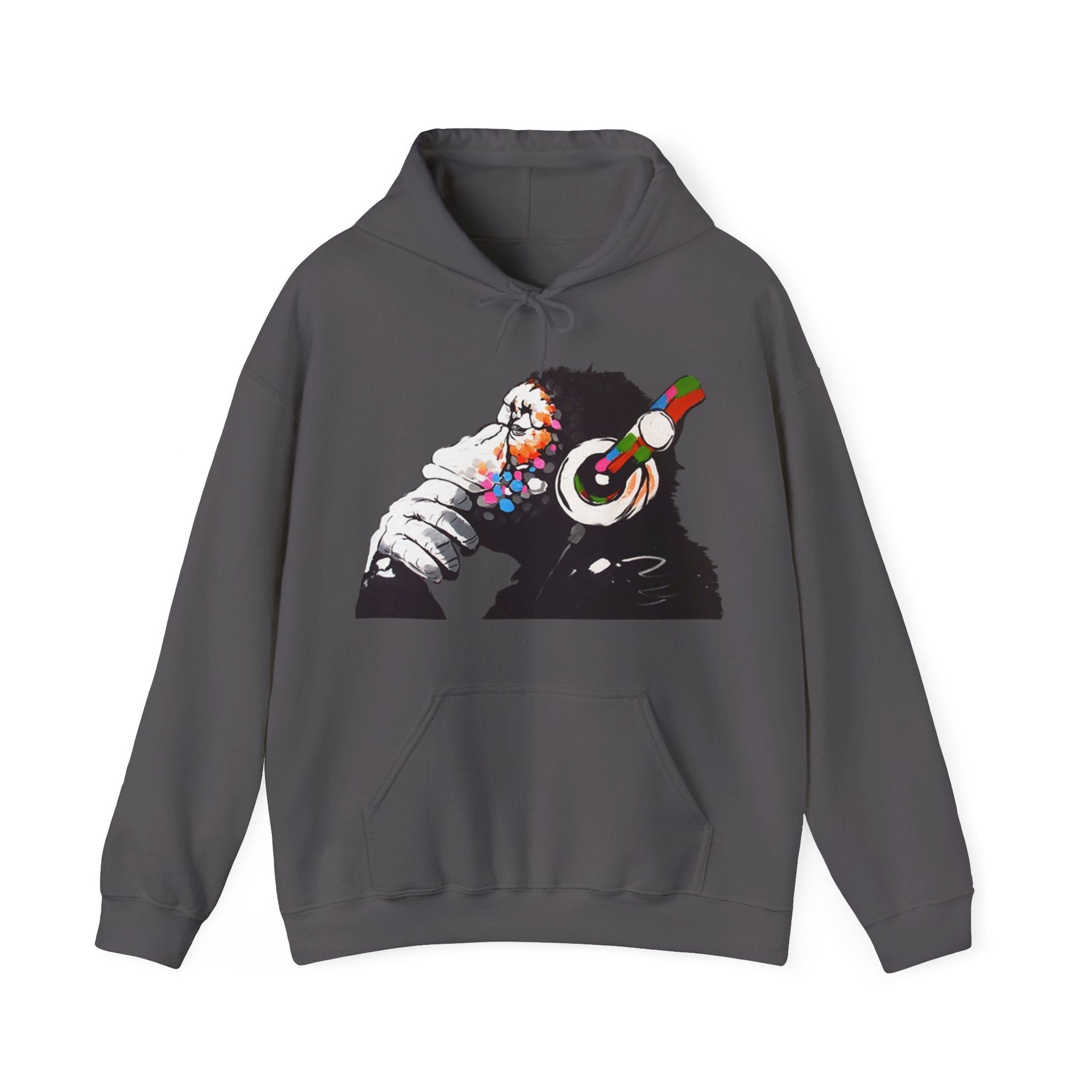 Banksy DJ Thinker Monkey Artwork Hoodie - Street, Pop & Media Art - Harvey Ltd