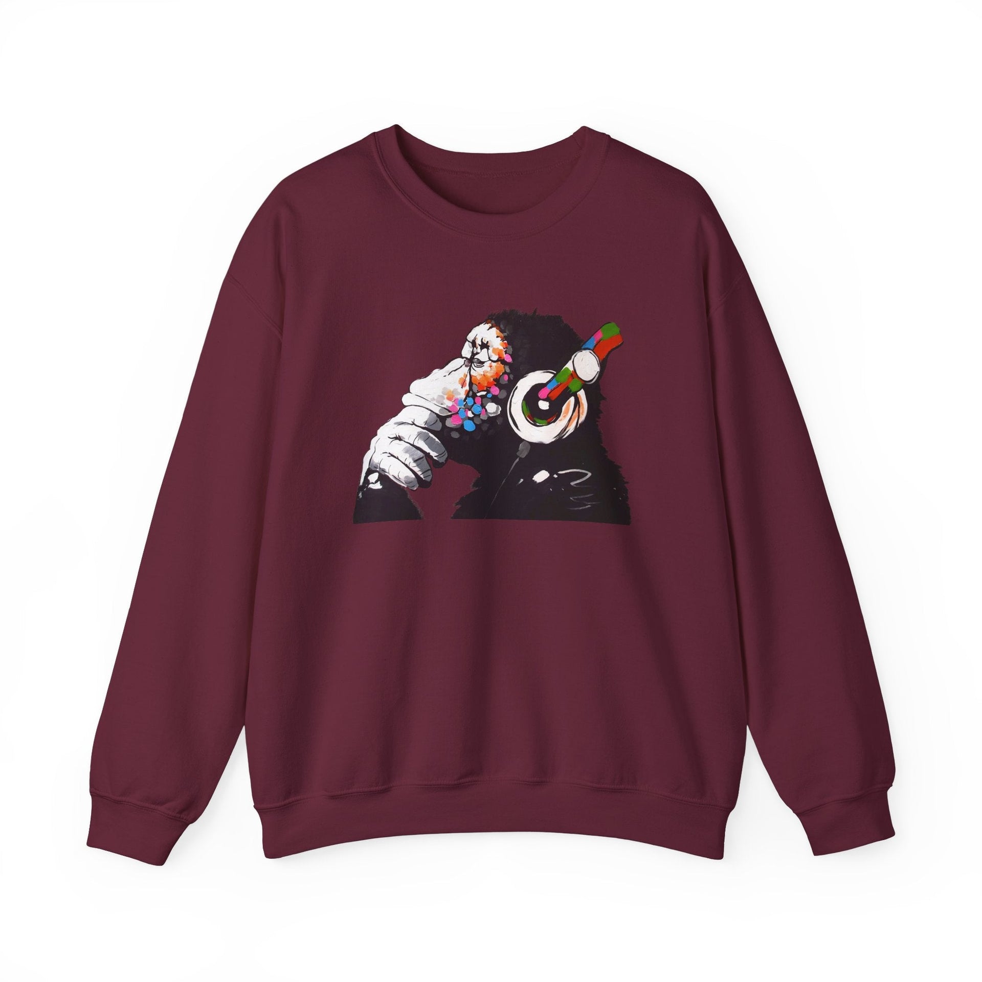 Banksy DJ Thinker Monkey Artwork Sweatshirt - Clothing - Harvey Ltd