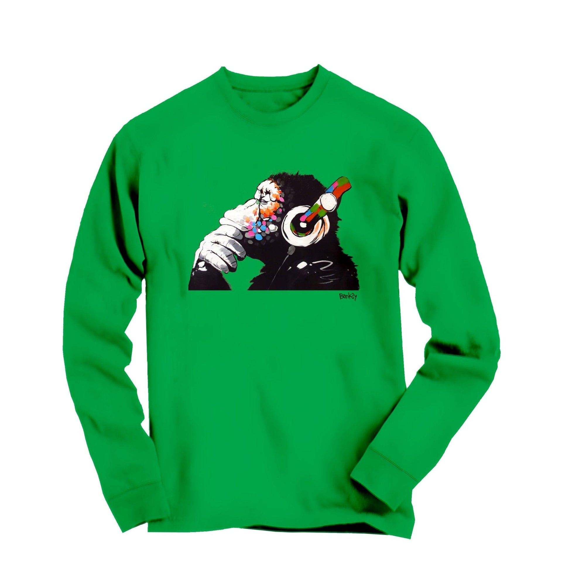 Banksy DJ Thinker Monkey Long Sleeve Tee - Street, Pop & Media Art - Harvey Ltd