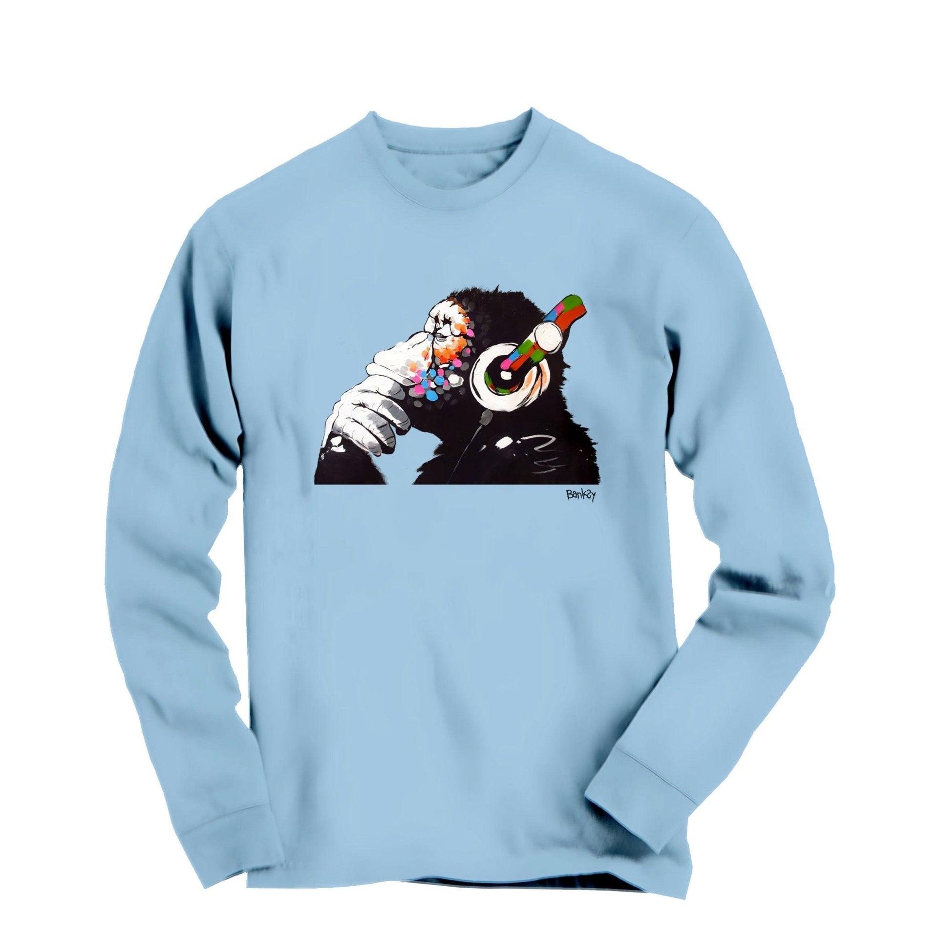 Banksy DJ Thinker Monkey Long Sleeve Tee - Street, Pop & Media Art - Harvey Ltd
