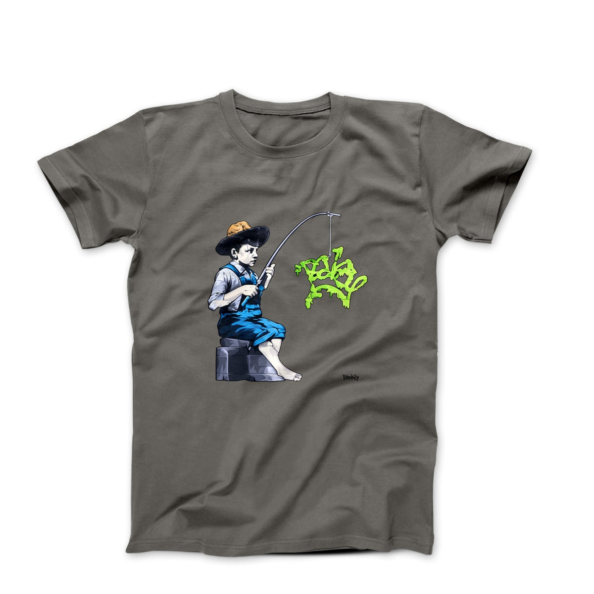 Banksy Fishing Boy Street Art T-shirt - Street, Pop & Media Art - Harvey Ltd