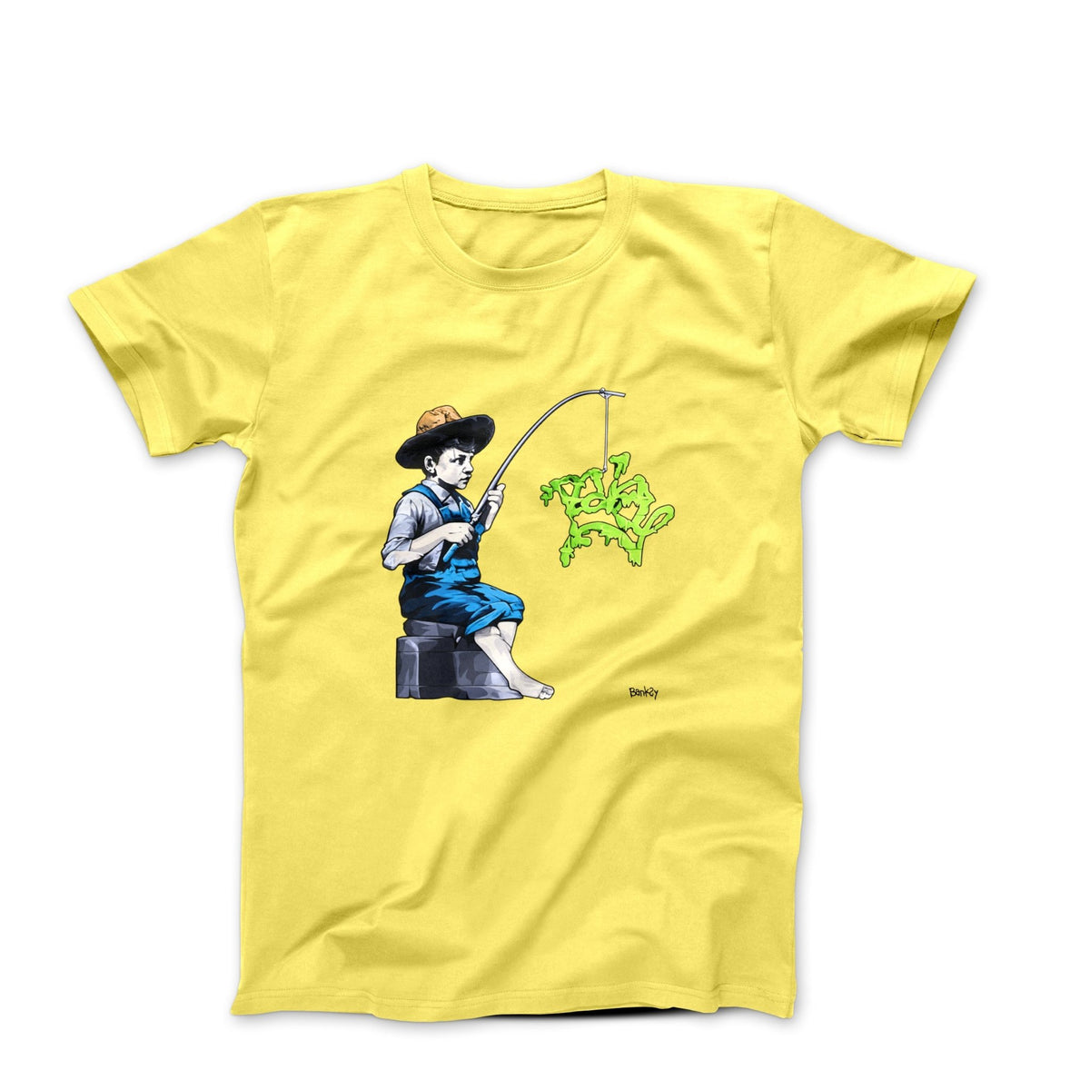 Banksy Fishing Boy Street Art T-shirt - Street, Pop & Media Art - Harvey Ltd