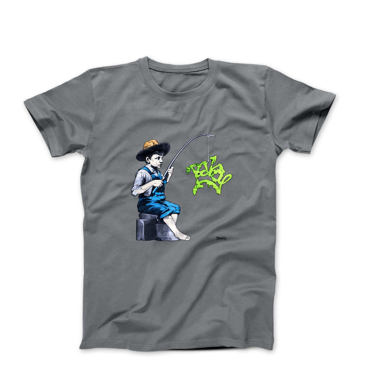 Banksy Fishing Boy Street Art T-shirt - Street, Pop & Media Art - Harvey Ltd