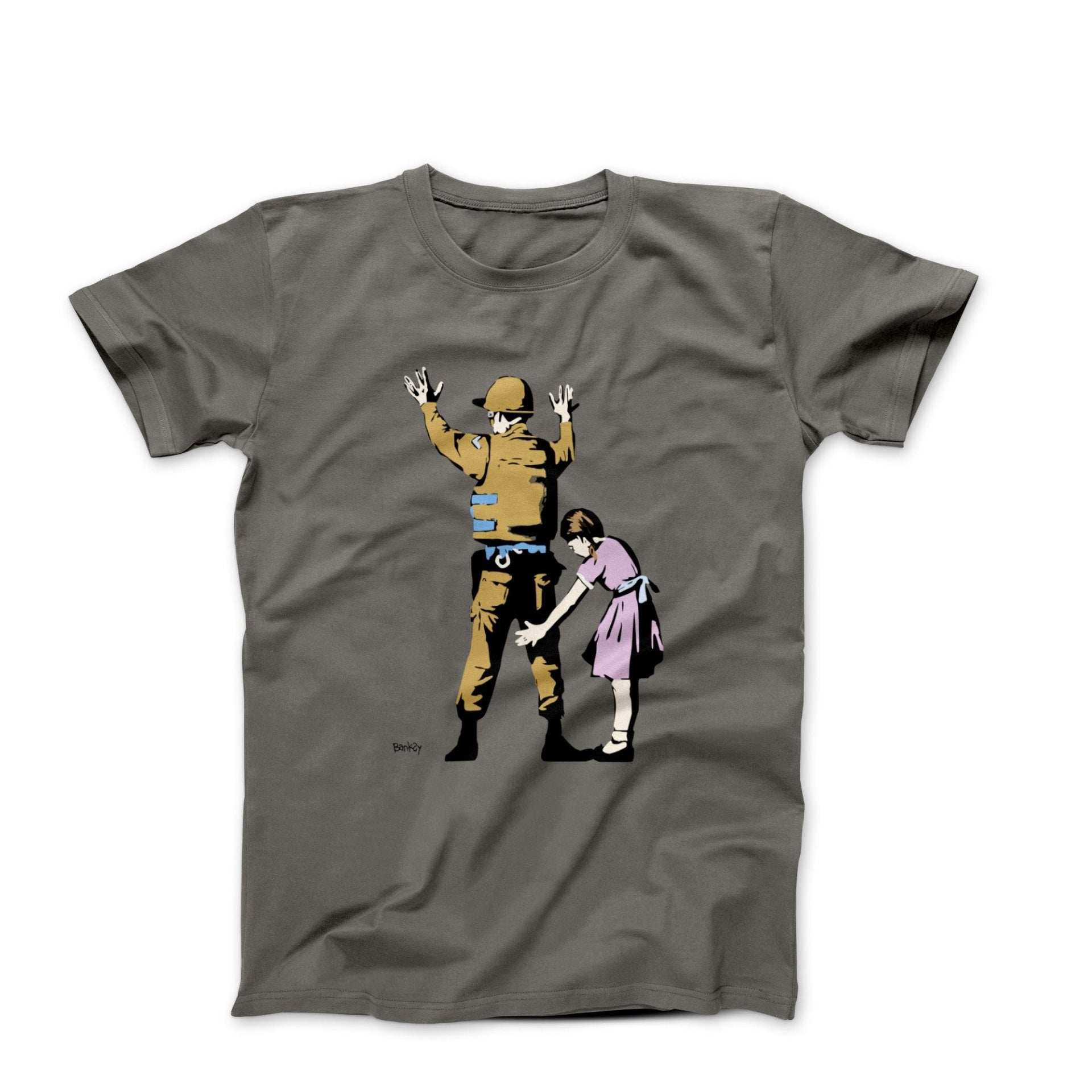 Banksy Girl Frisking Soldier (2007) Street Art T-shirt - Street, Pop & Media Art - Harvey Ltd