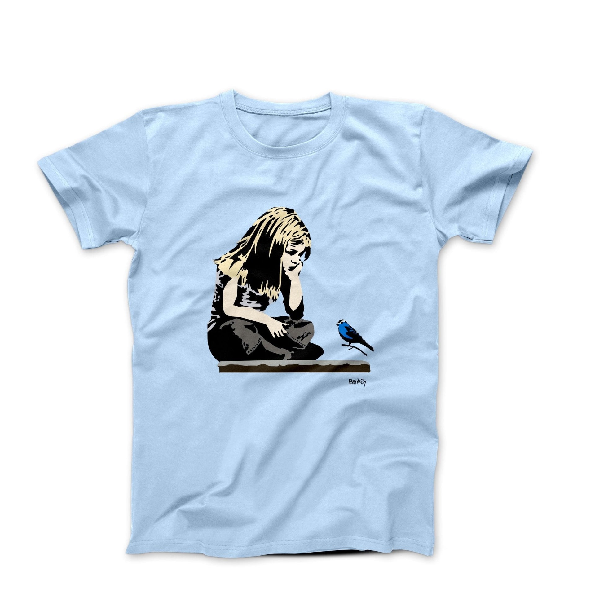 Banksy Girl With Blue Bird Street Art T-shirt - Street, Pop & Media Art - Harvey Ltd