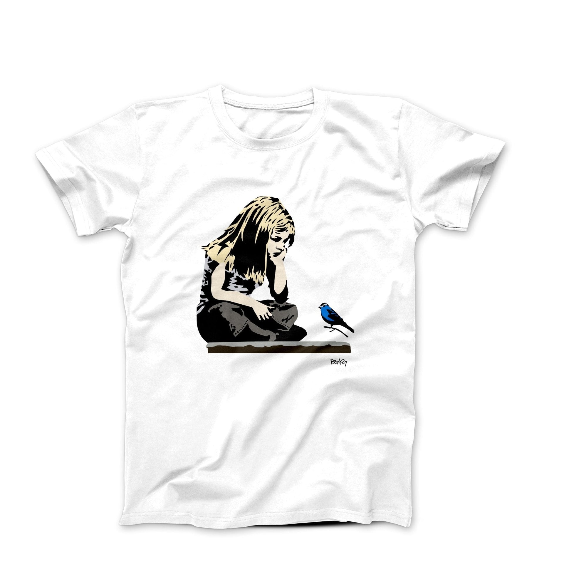 Banksy Girl With Blue Bird Street Art T-shirt - Street, Pop & Media Art - Harvey Ltd