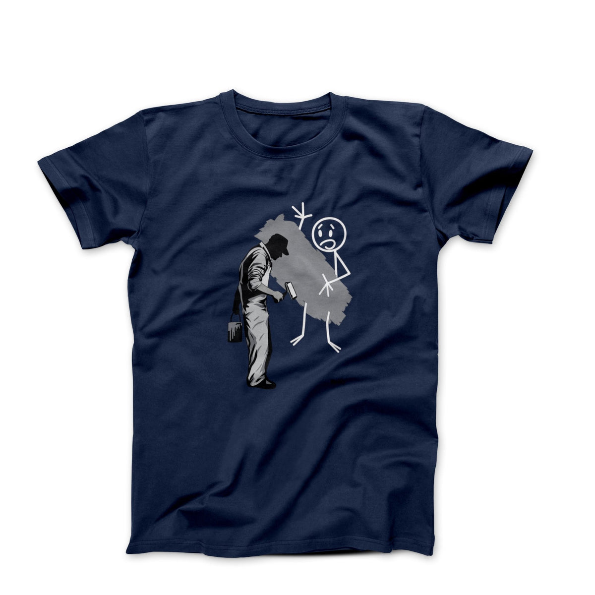 Banksy Gray Ghost Attacks Stick Figure 2008 T-shirt - Street, Pop & Media Art - Harvey Ltd