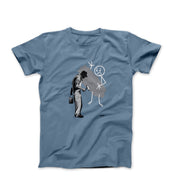 Banksy Gray Ghost Attacks Stick Figure 2008 T-shirt - Street, Pop & Media Art - Harvey Ltd