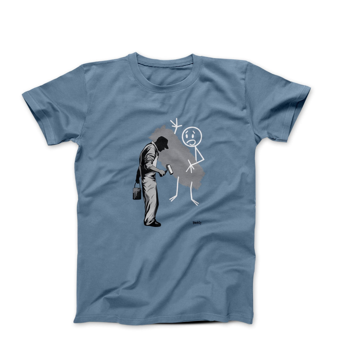 Banksy Gray Ghost Attacks Stick Figure 2008 T-shirt - Street, Pop & Media Art - Harvey Ltd