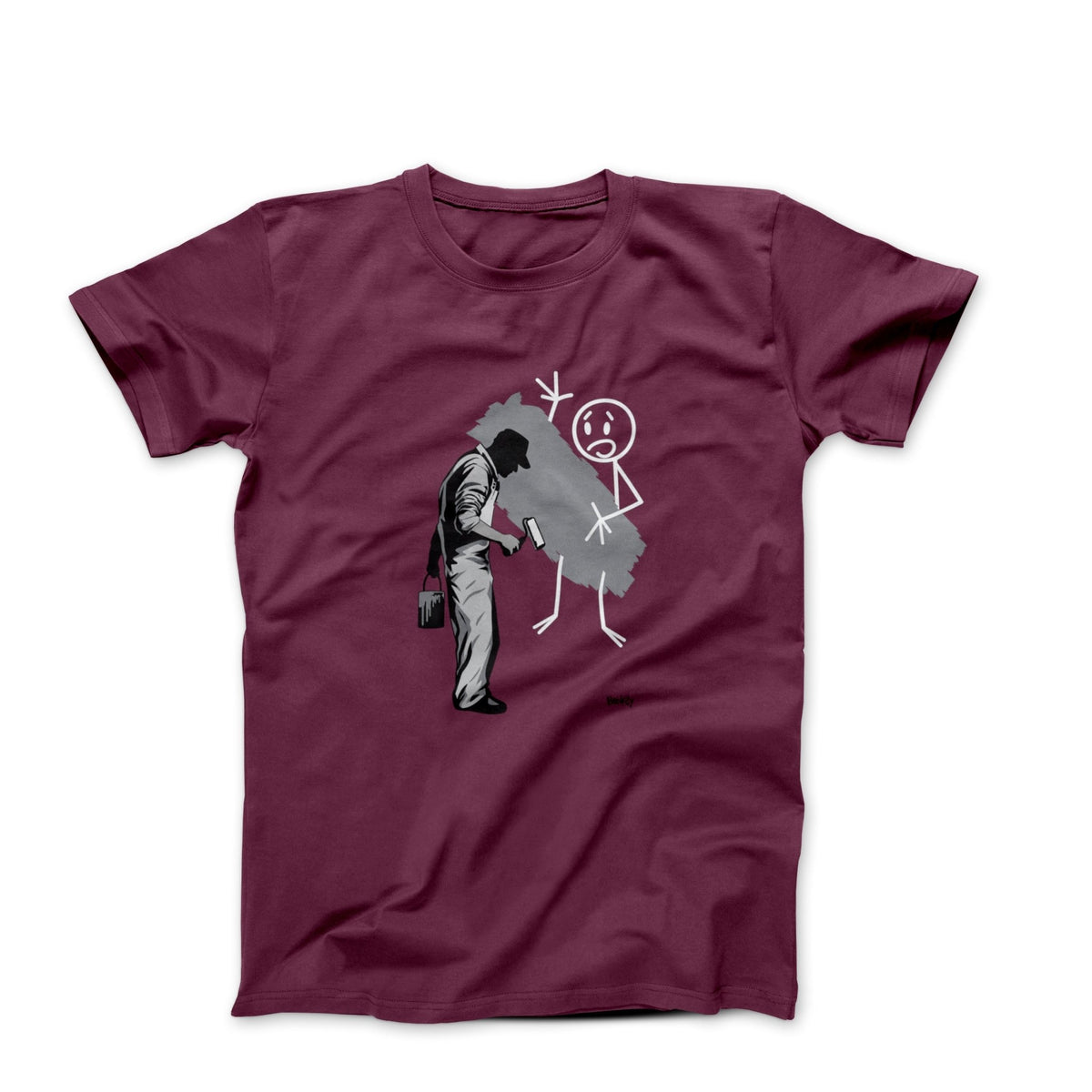 Banksy Gray Ghost Attacks Stick Figure 2008 T-shirt - Street, Pop & Media Art - Harvey Ltd