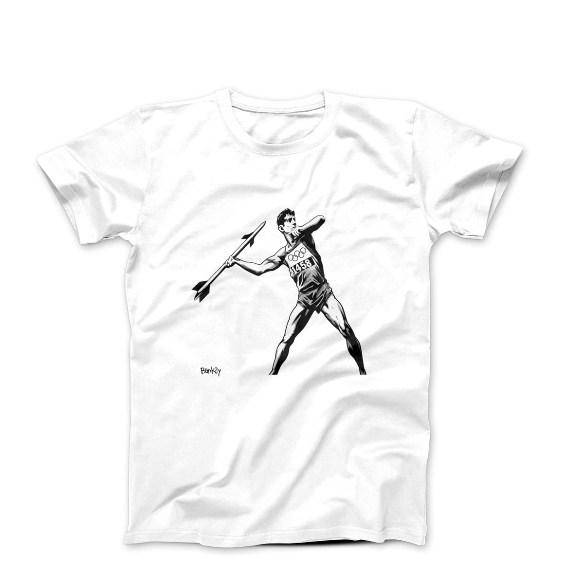 Banksy Javelin Thrower 2012 Street Art T-shirt - Street, Pop & Media Art - Harvey Ltd