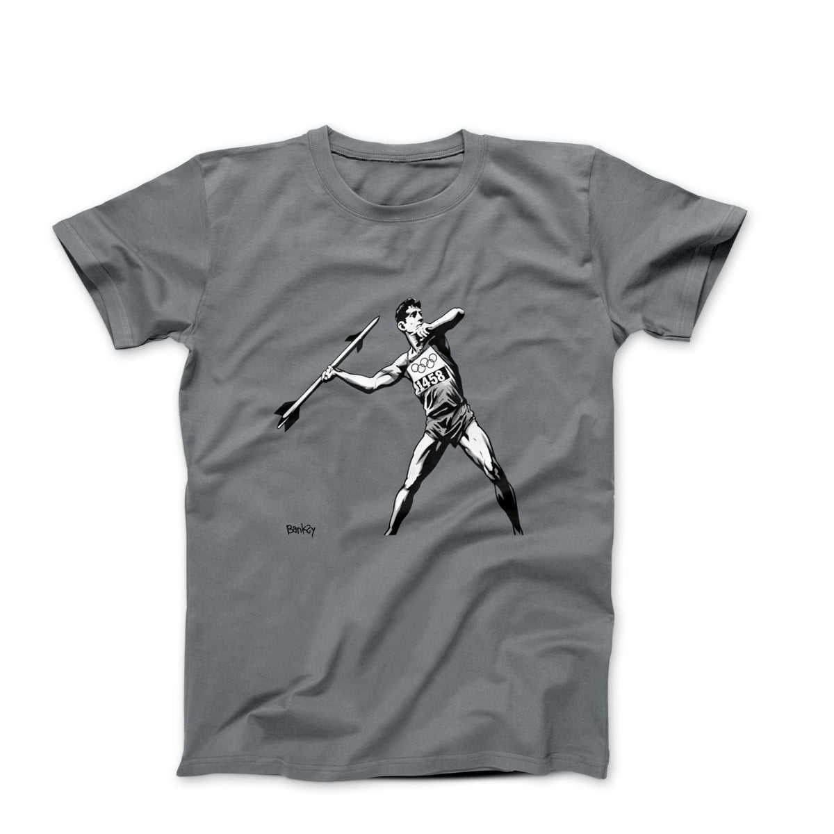 Banksy Javelin Thrower 2012 Street Art T-shirt - Street, Pop & Media Art - Harvey Ltd