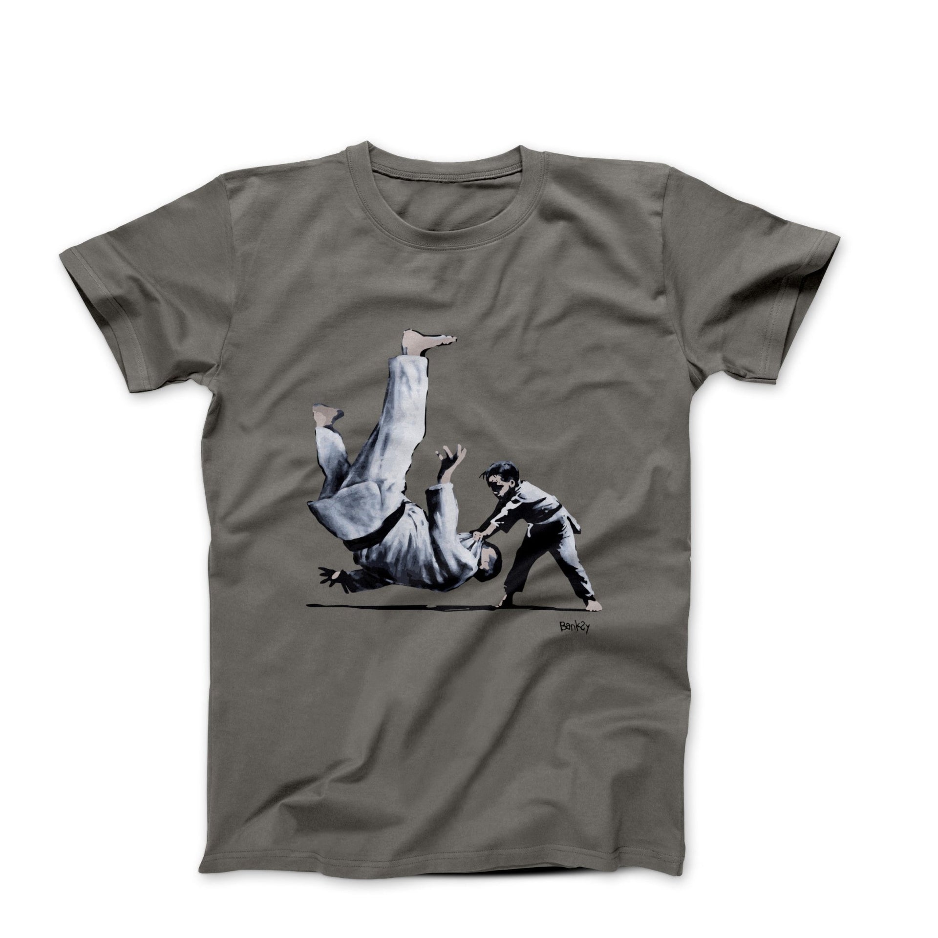 Banksy Judo Match Near Kyiv Graffiti Art T - shirt - Clothing - Harvey Ltd