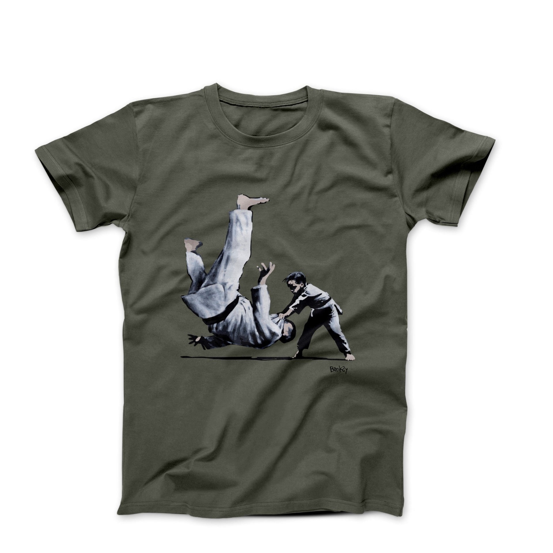 Banksy Judo Match Near Kyiv Graffiti Art T - shirt - Clothing - Harvey Ltd