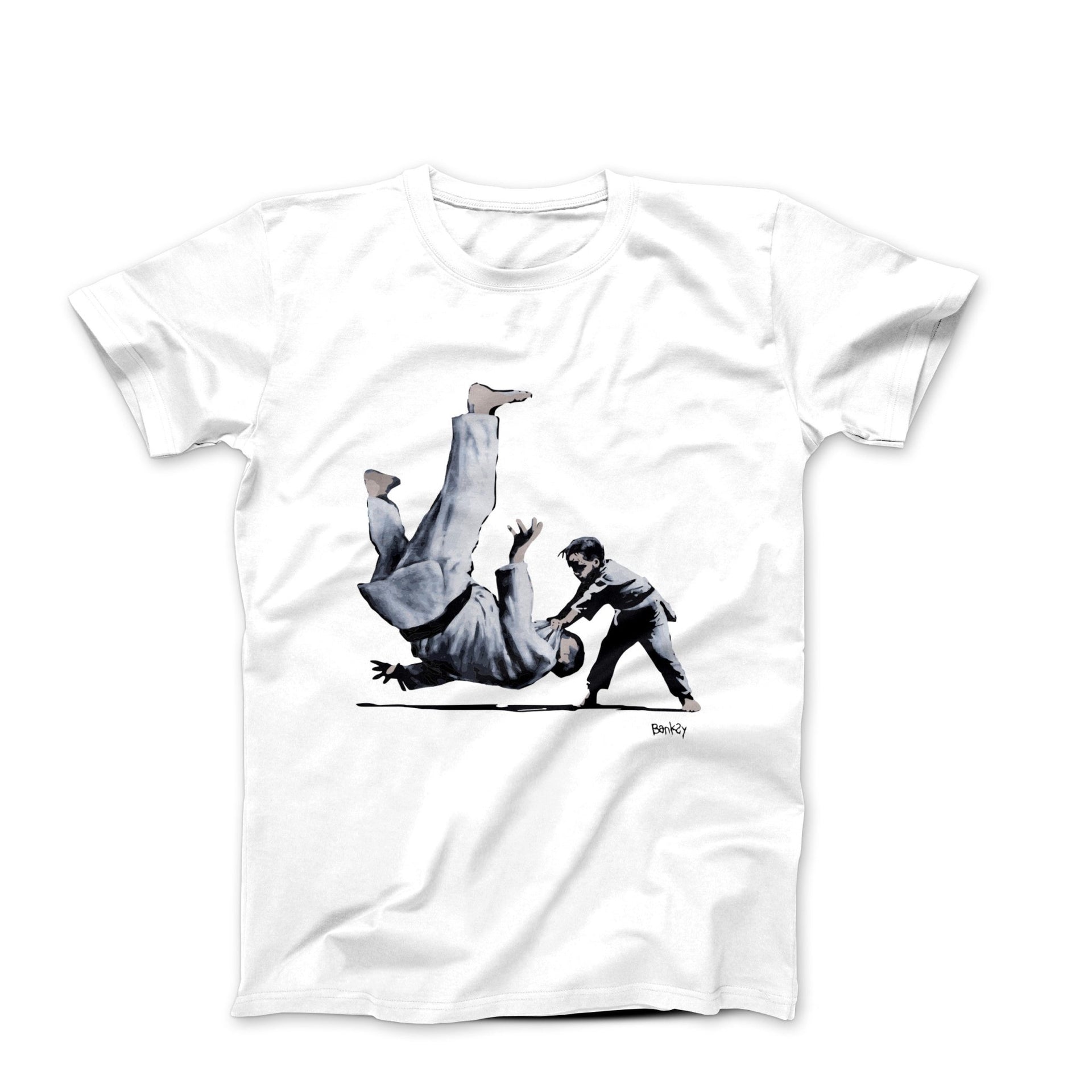 Banksy Judo Match Near Kyiv Graffiti Art T - shirt - Clothing - Harvey Ltd