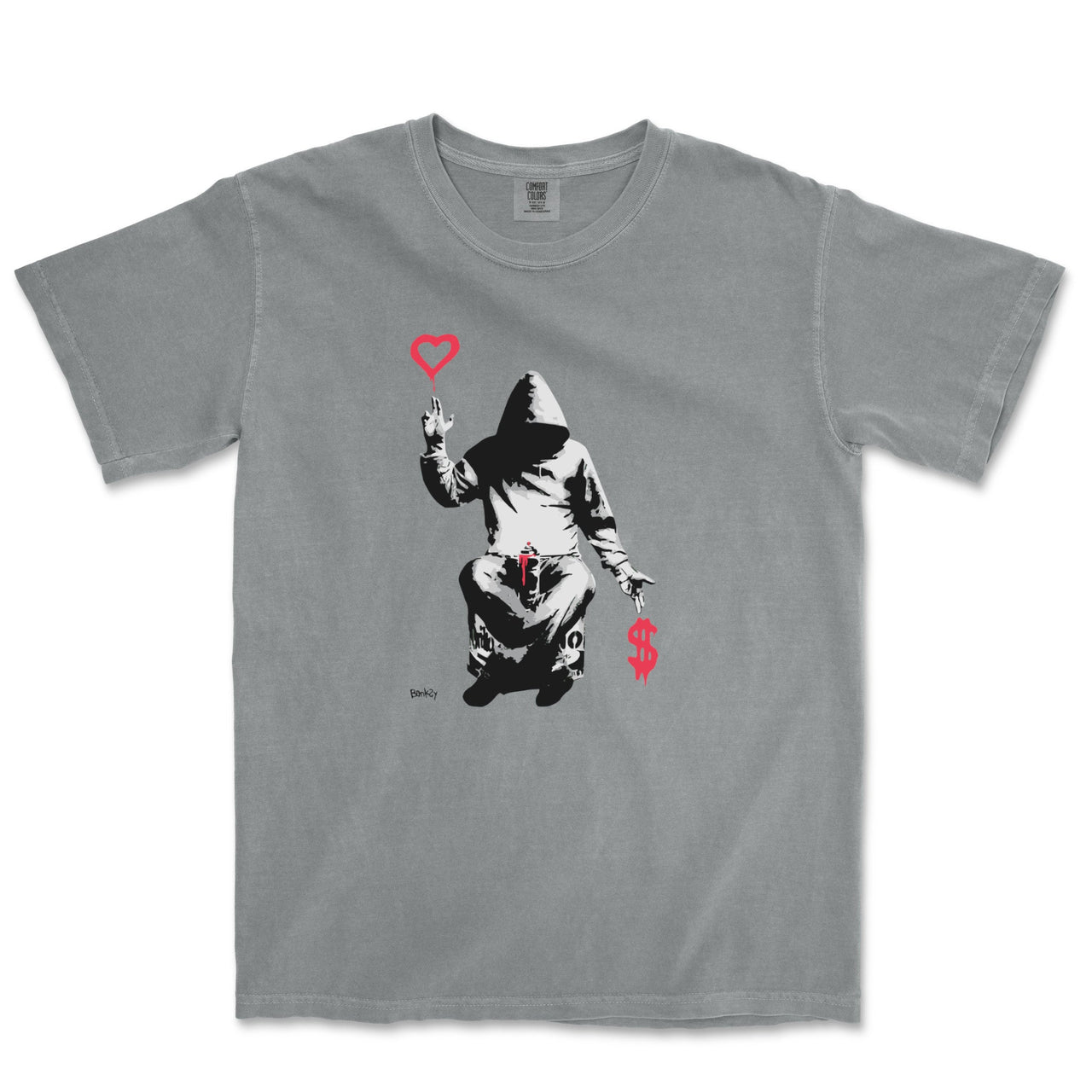 Banksy Love Over Money Garment - Dyed T-shirt - Street, Pop & Media Art - Harvey Ltd