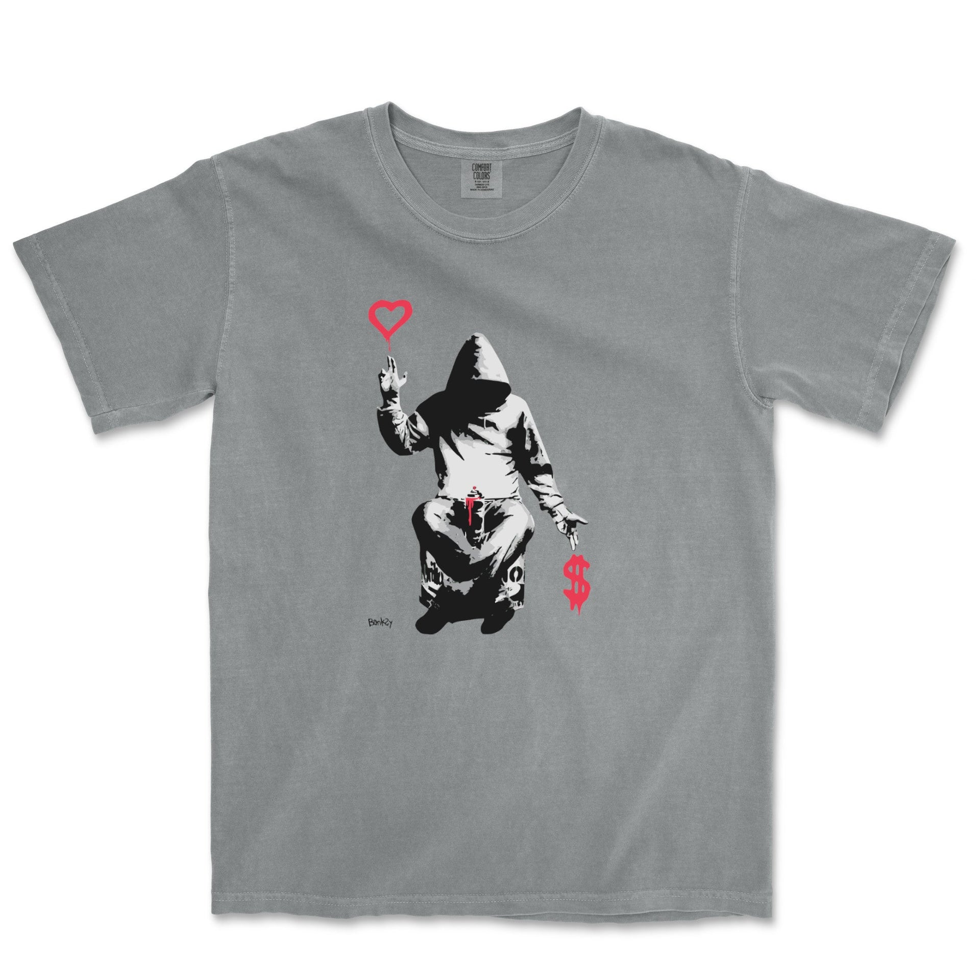 Banksy Love Over Money Garment - Dyed T-shirt - Street, Pop & Media Art - Harvey Ltd