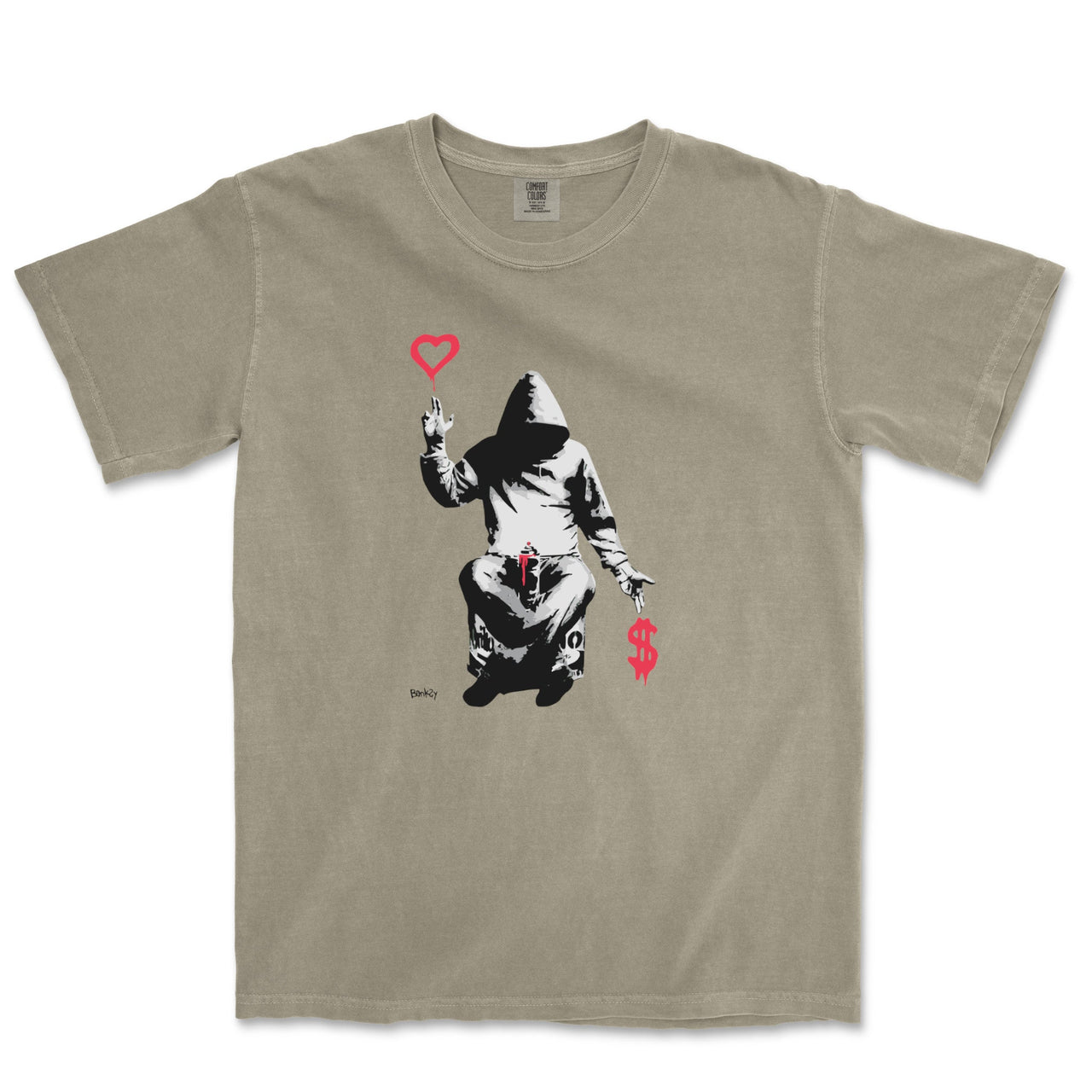 Banksy Love Over Money Garment - Dyed T-shirt - Street, Pop & Media Art - Harvey Ltd