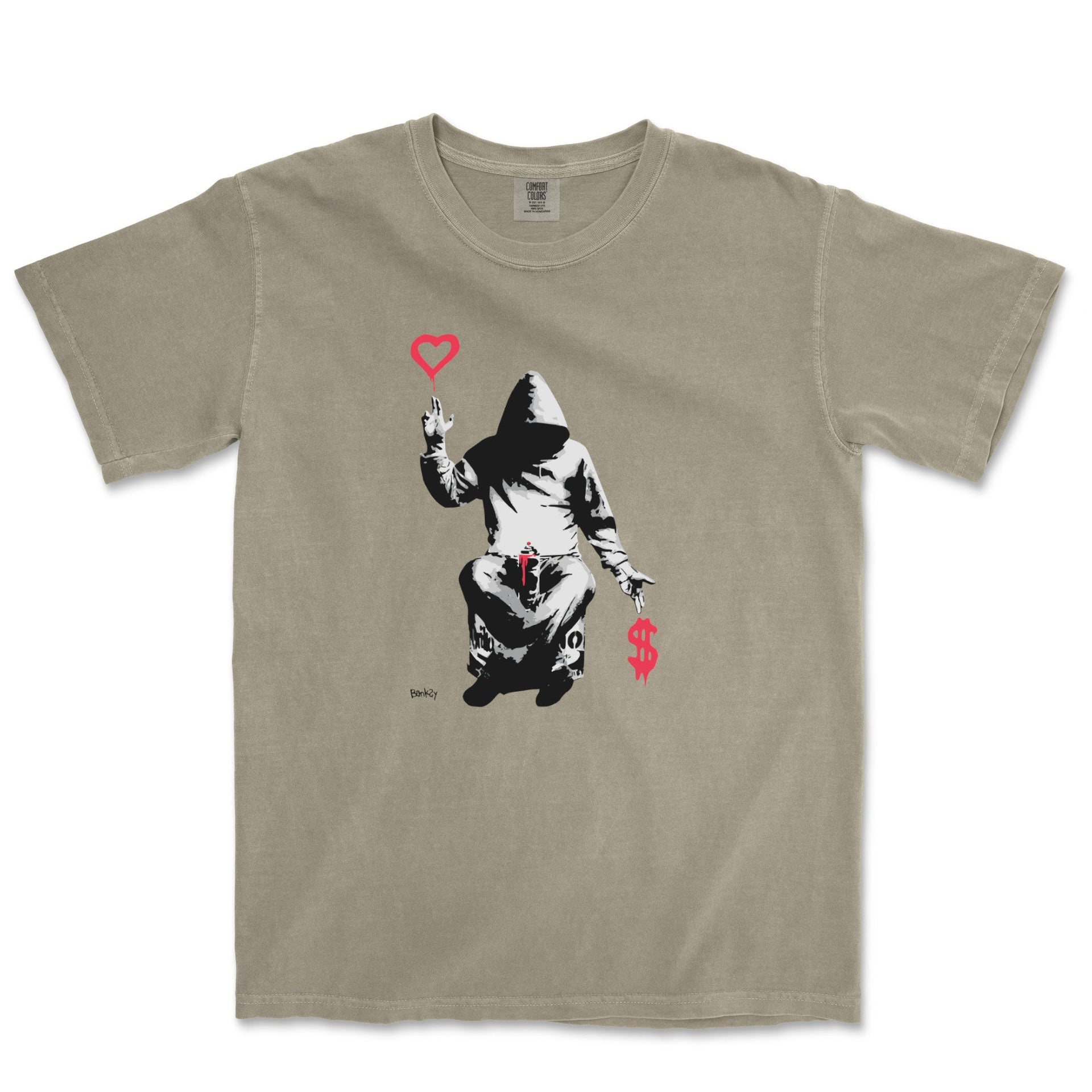 Banksy Love Over Money Garment - Dyed T-shirt - Street, Pop & Media Art - Harvey Ltd