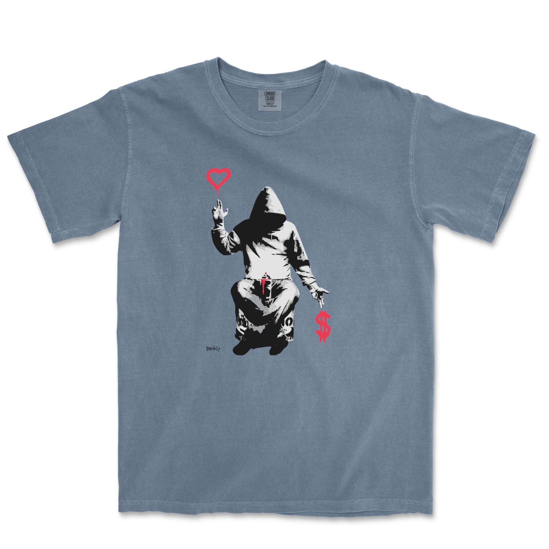Banksy Love Over Money Garment - Dyed T-shirt - Street, Pop & Media Art - Harvey Ltd