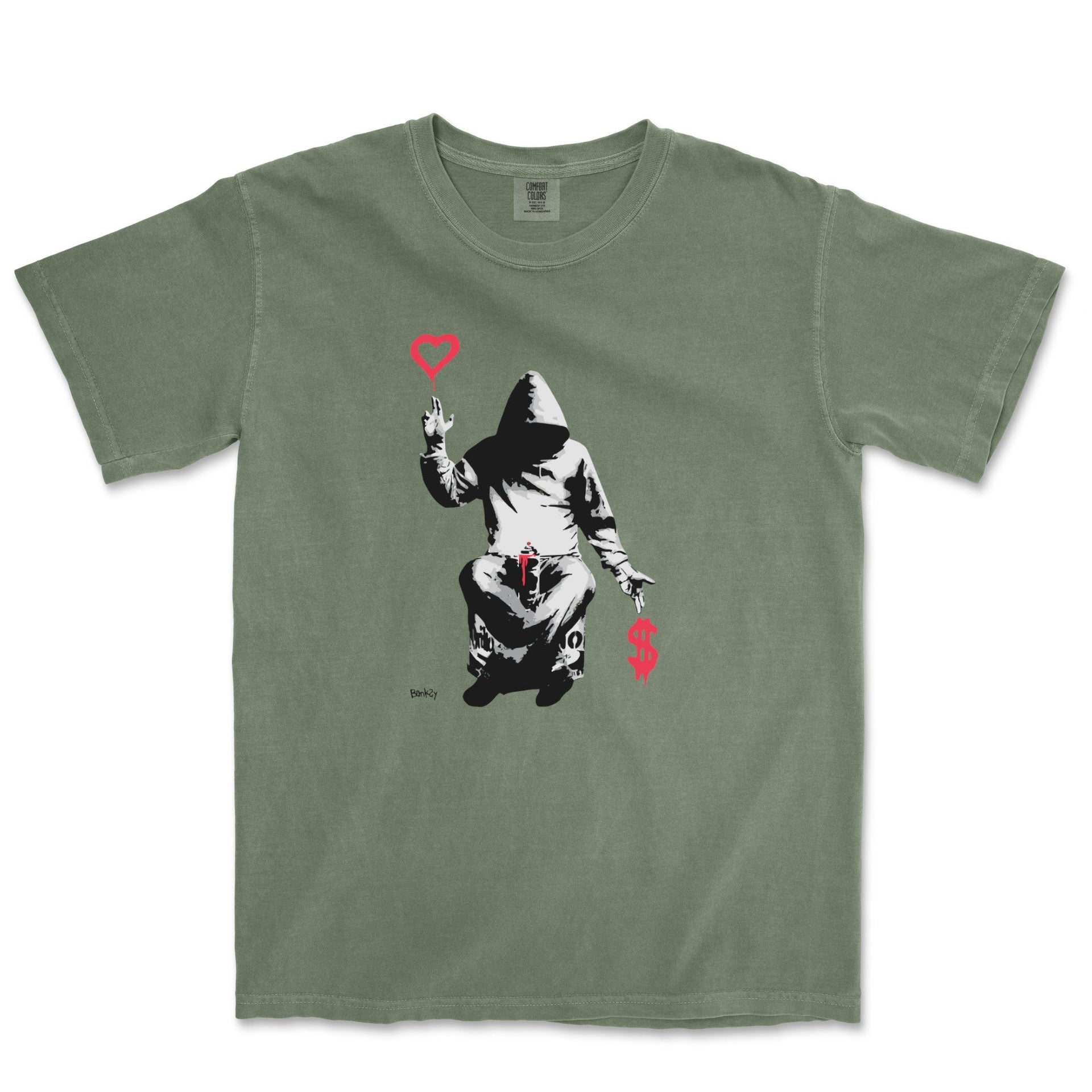 Banksy Love Over Money Garment - Dyed T-shirt - Street, Pop & Media Art - Harvey Ltd