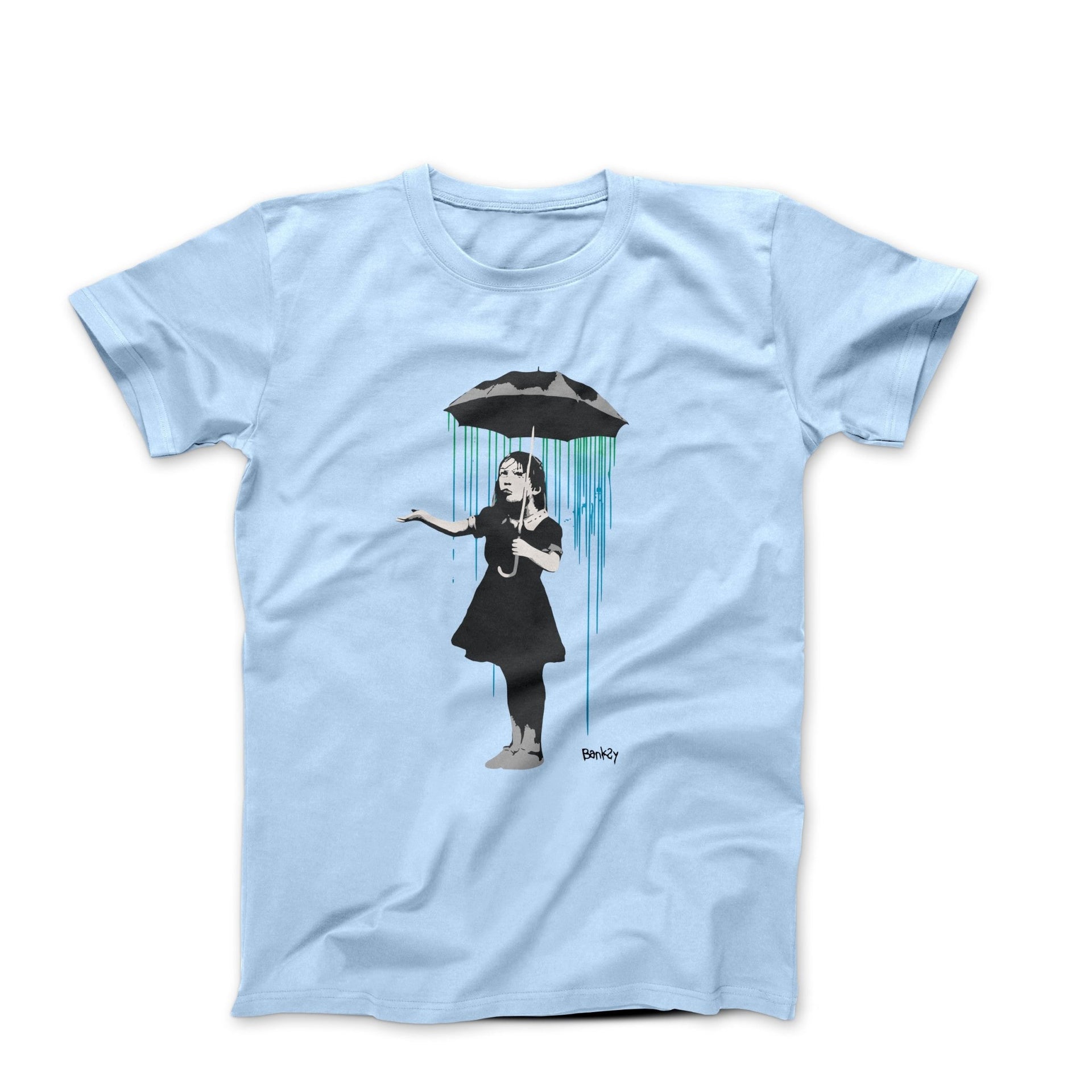 Banksy Nola Girl with Umbrella (2008) Street Art T - shirt - Clothing - Harvey Ltd