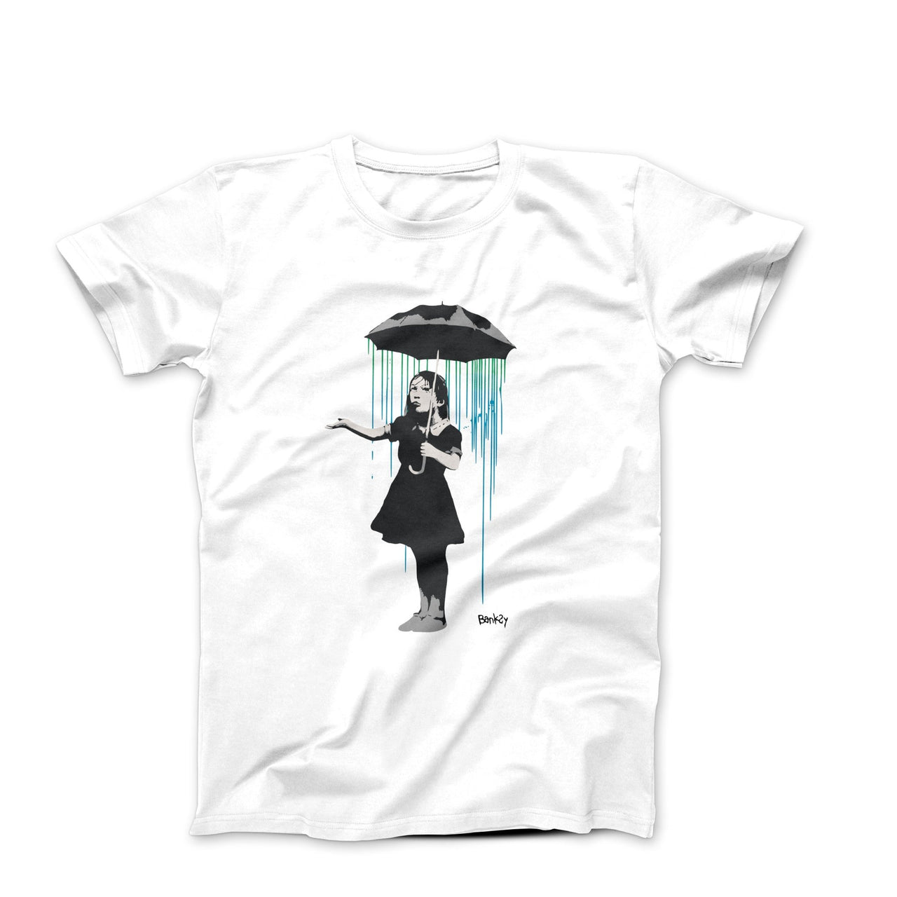 Banksy Nola Girl with Umbrella (2008) Street Art T - shirt - Clothing - Harvey Ltd