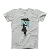 Banksy Nola Girl with Umbrella (2008) Street Art T - shirt - Clothing - Harvey Ltd