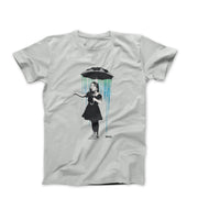 Banksy Nola Girl with Umbrella Street Art T-shirt - Street, Pop & Media Art - Harvey Ltd
