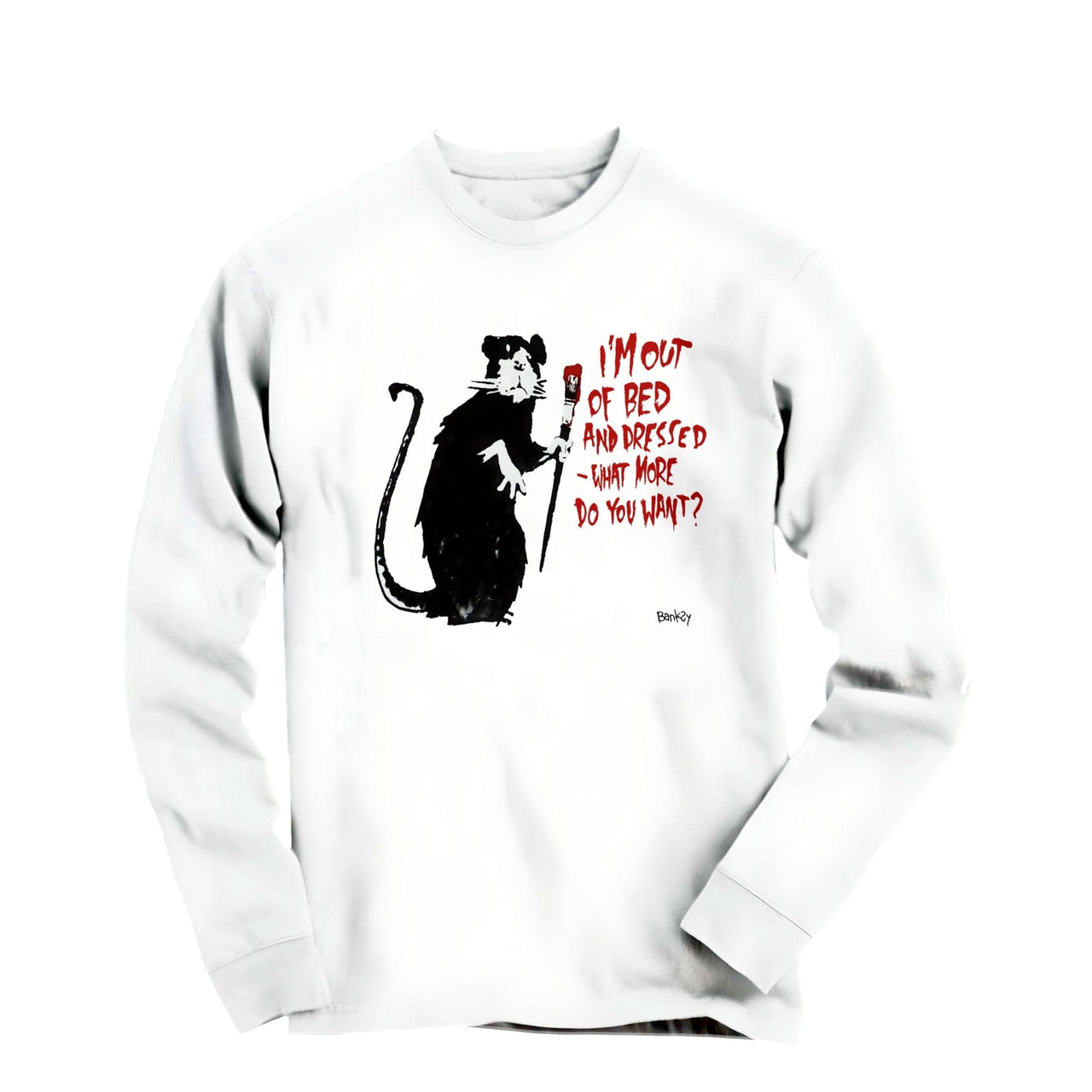 Banksy Out of Bed Rat (2002) Street Art Long Sleeve Tee - Street, Pop & Media Art - Harvey Ltd