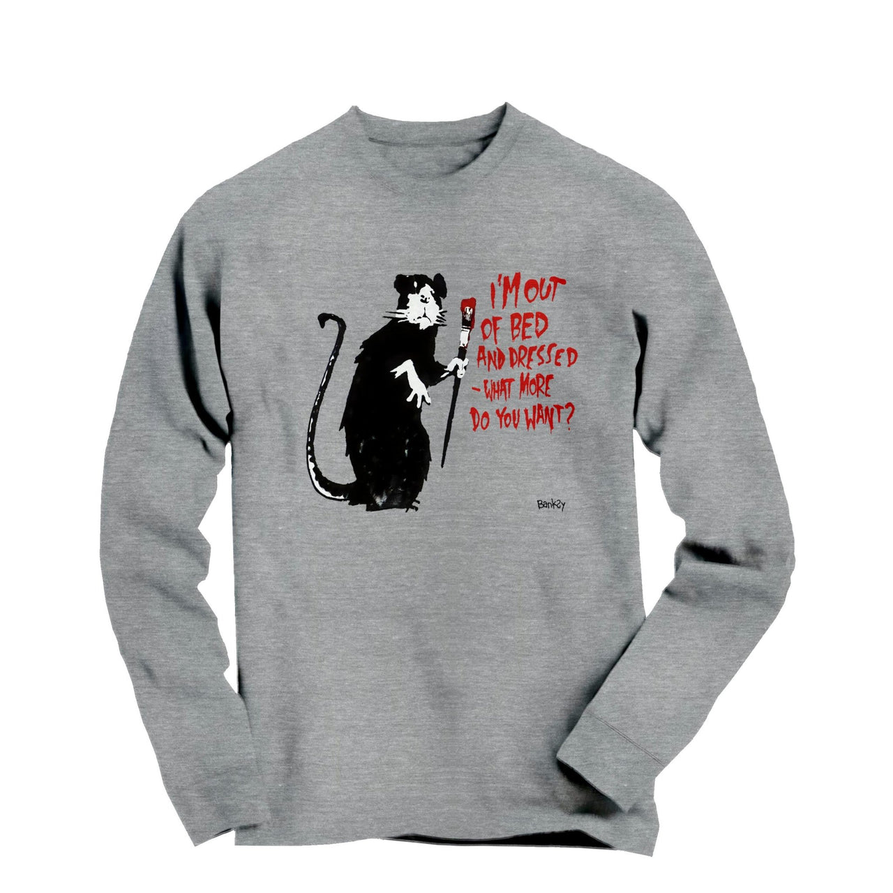 Banksy Out of Bed Rat (2002) Street Art Long Sleeve Tee - Street, Pop & Media Art - Harvey Ltd