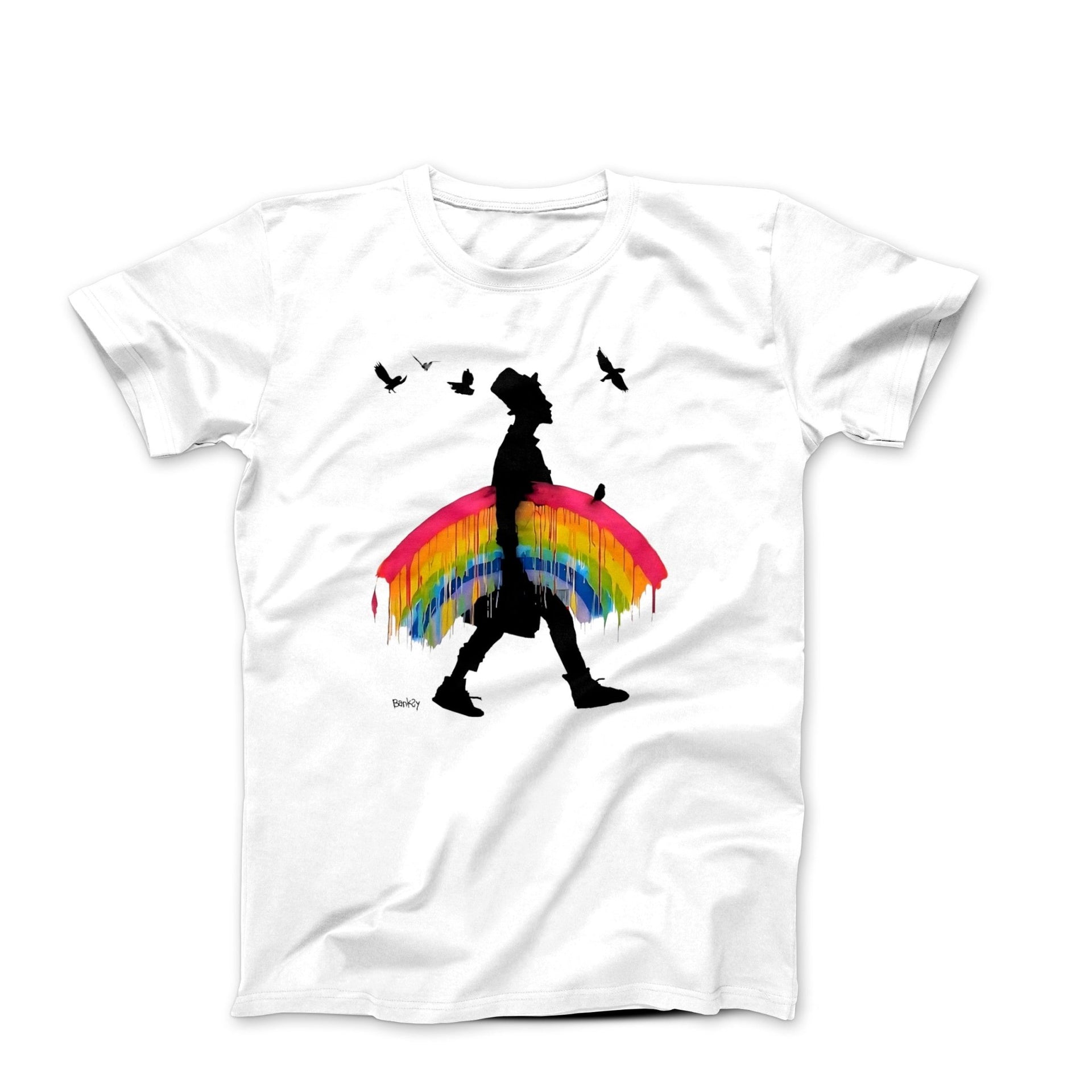 Banksy Rainbow Carrier Street Art T-shirt - Street, Pop & Media Art - Harvey Ltd