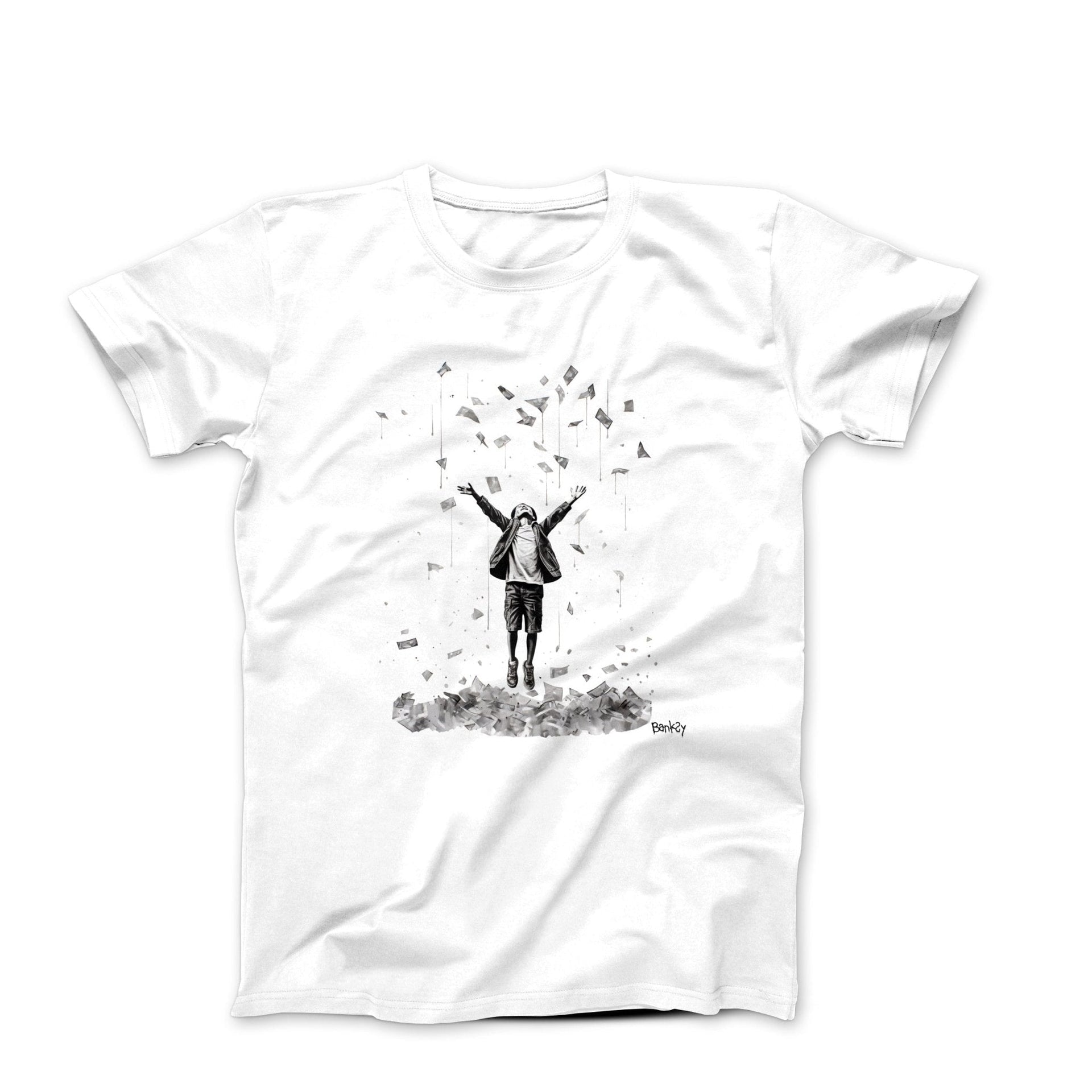 Banksy Raining Money Street Art T-shirt - Street, Pop & Media Art - Harvey Ltd