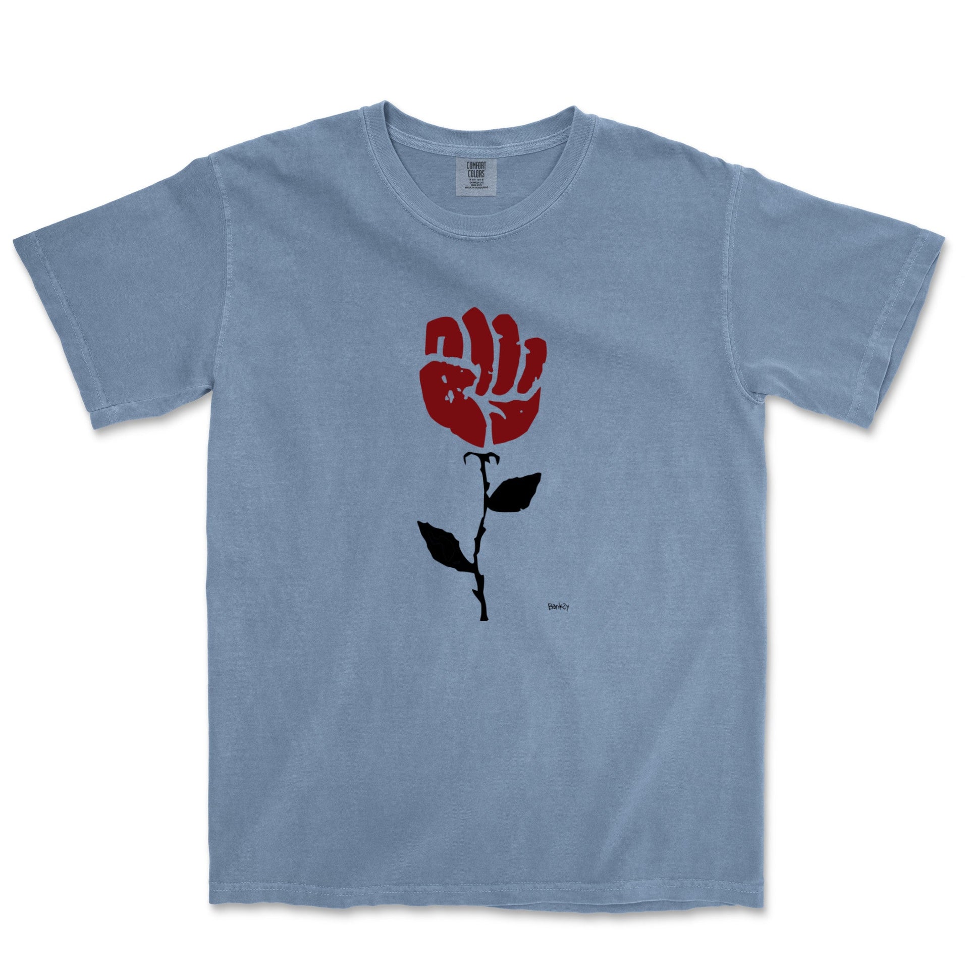Banksy Rose In Sidewalk Garment - Dyed T-shirt - Street, Pop & Media Art - Harvey Ltd