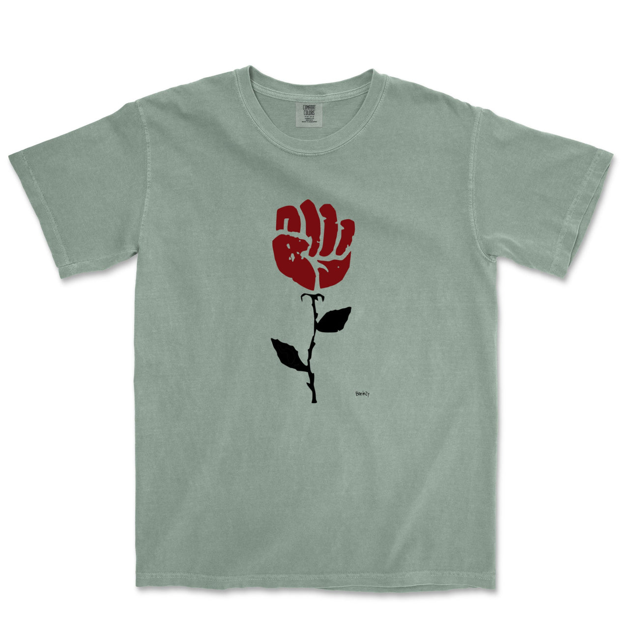 Banksy Rose In Sidewalk Garment - Dyed T-shirt - Street, Pop & Media Art - Harvey Ltd