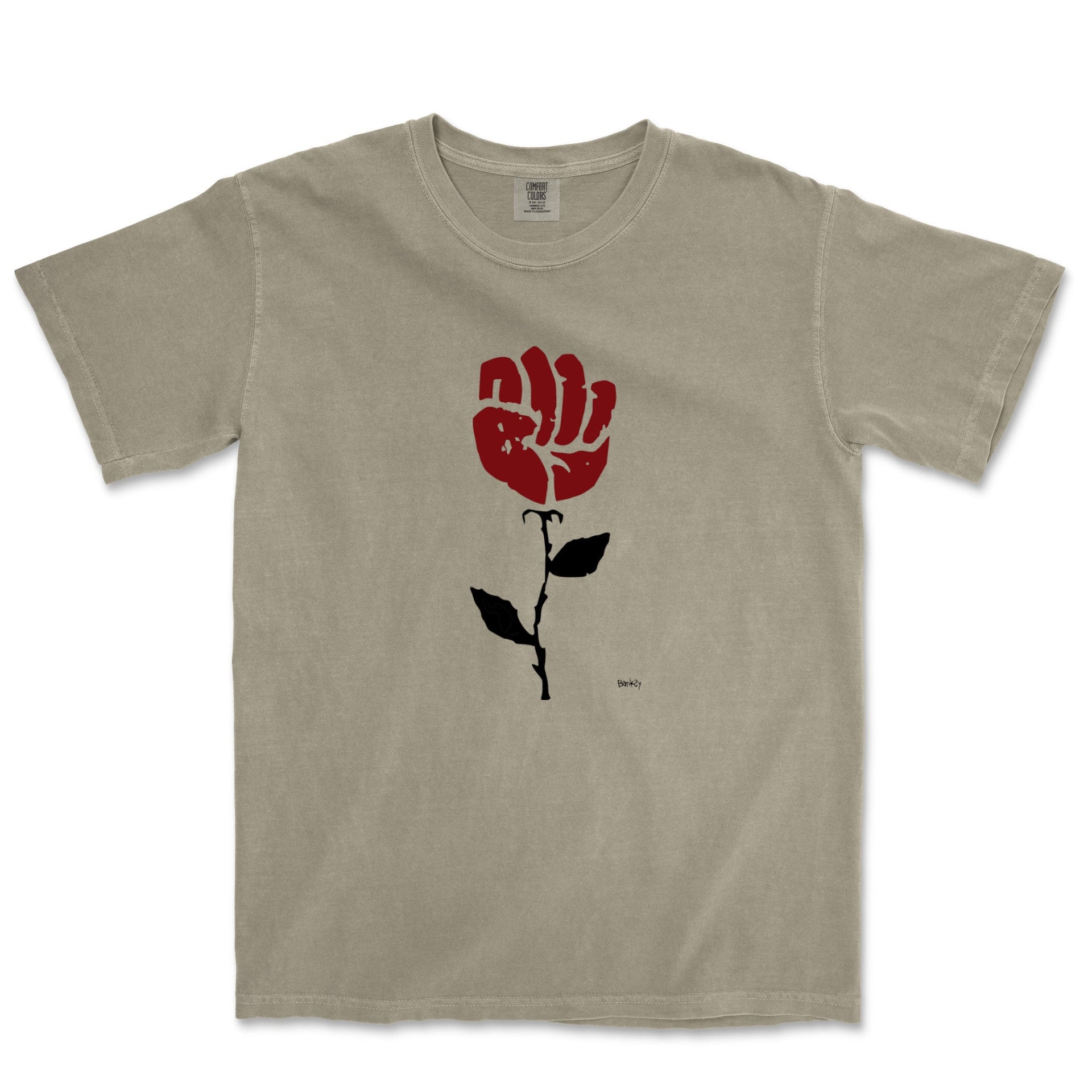 Banksy Rose In Sidewalk Garment - Dyed T-shirt - Street, Pop & Media Art - Harvey Ltd