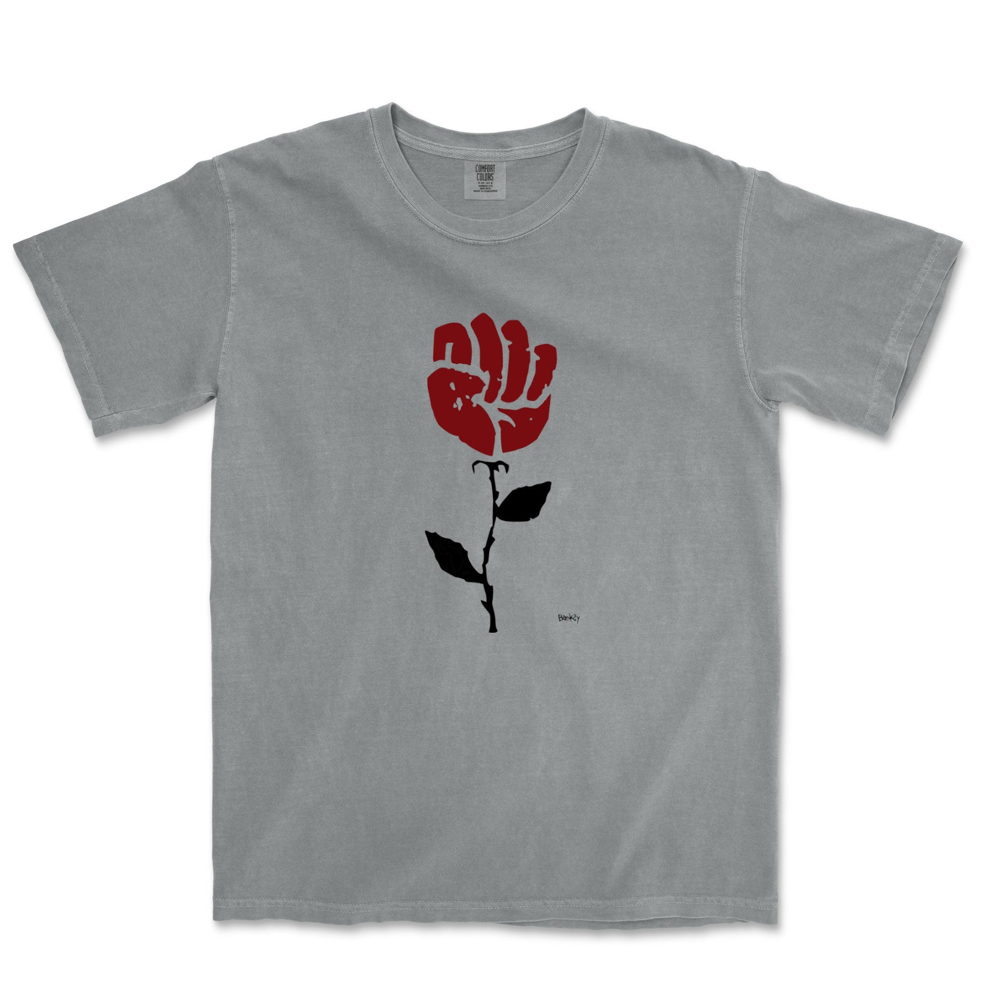 Banksy Rose In Sidewalk Garment - Dyed T-shirt - Street, Pop & Media Art - Harvey Ltd