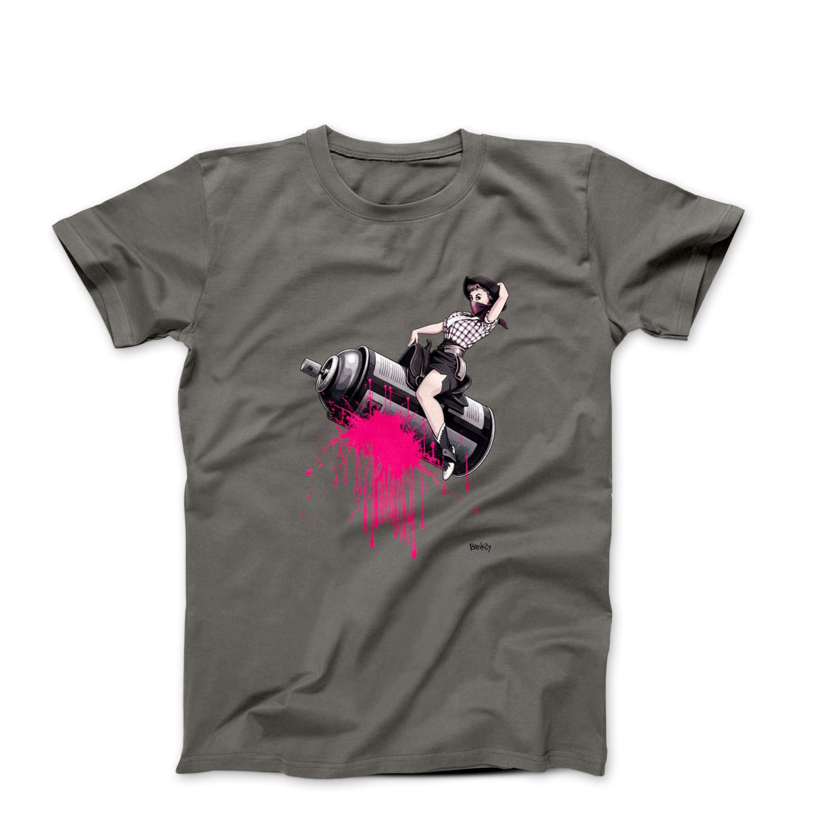 Banksy Spraycan Rodeo Girl 2008 Artwork T-shirt - T-Shirt - Harvey Ltd