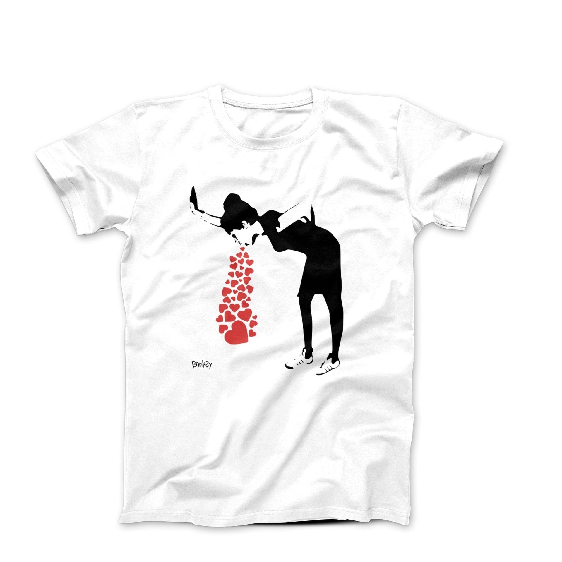 Banksy Throwing Up Hearts Street Art T-shirt - Street, Pop & Media Art - Harvey Ltd