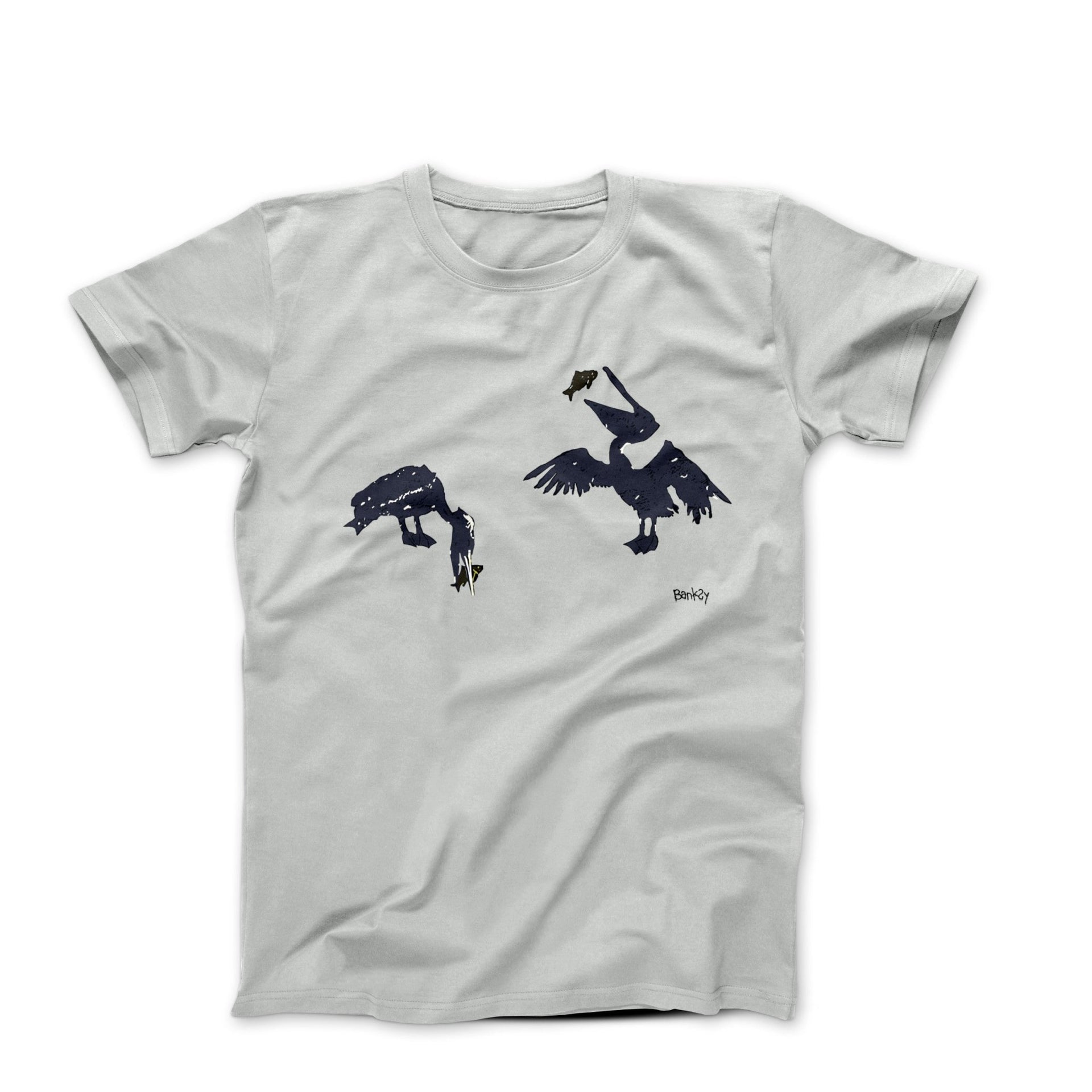 Banksy Two Hungry Pelicans (2024) Street Art T - Shirt - Clothing - Harvey Ltd