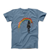 Banksy Woman and Rainbow Street Art T-shirt - Street, Pop & Media Art - Harvey Ltd