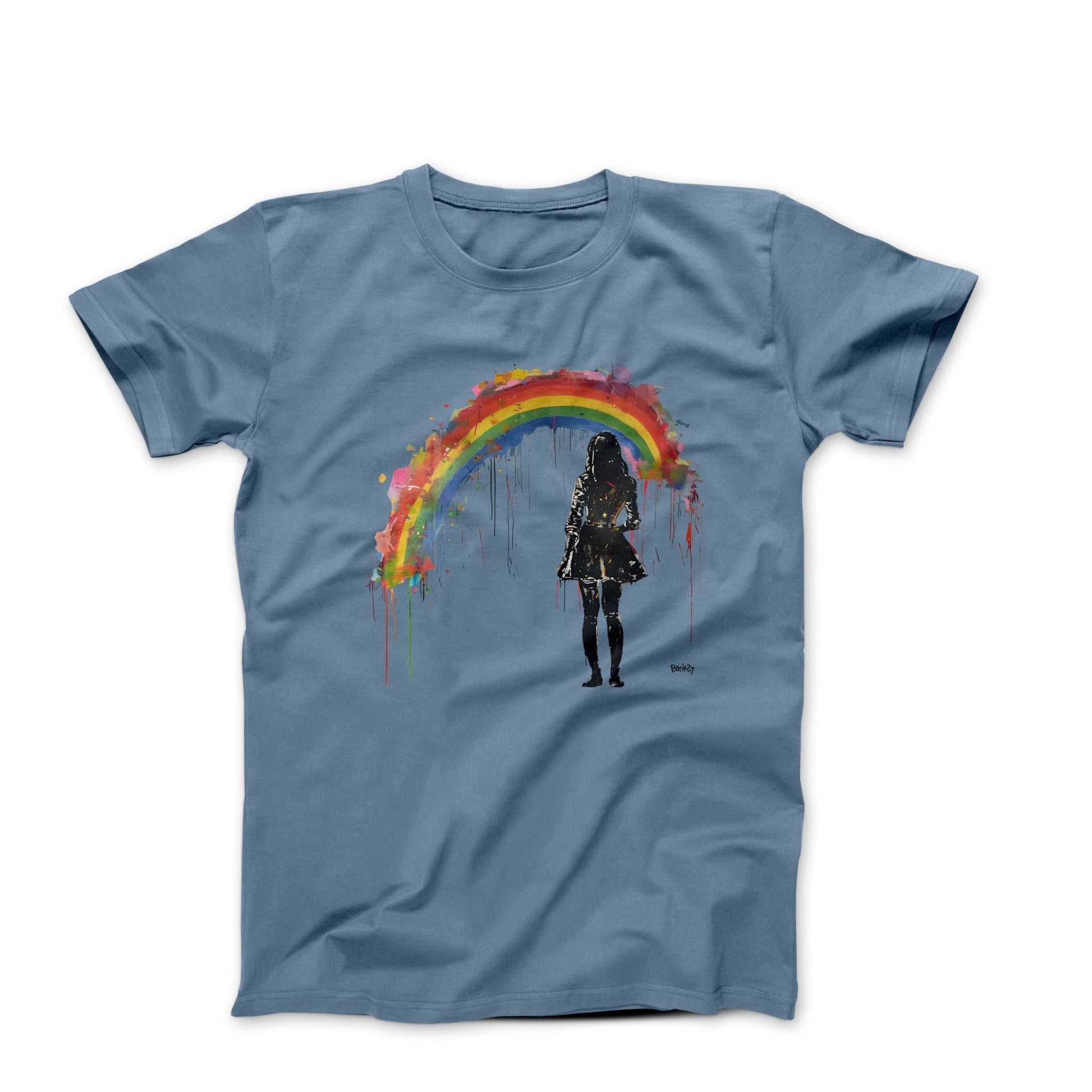 Banksy Woman and Rainbow Street Art T-shirt - Street, Pop & Media Art - Harvey Ltd