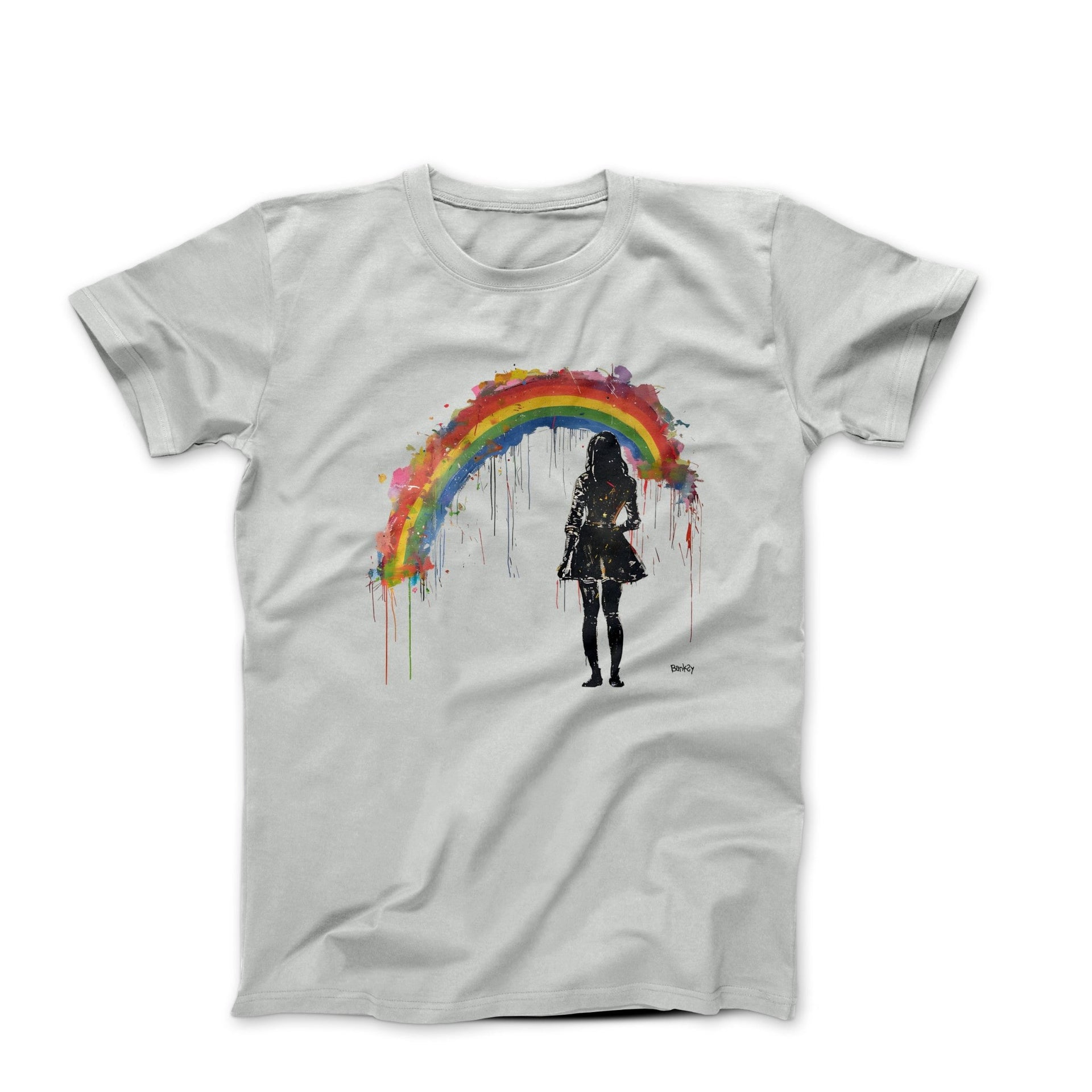 Banksy Woman and Rainbow Street Art T-shirt - Street, Pop & Media Art - Harvey Ltd