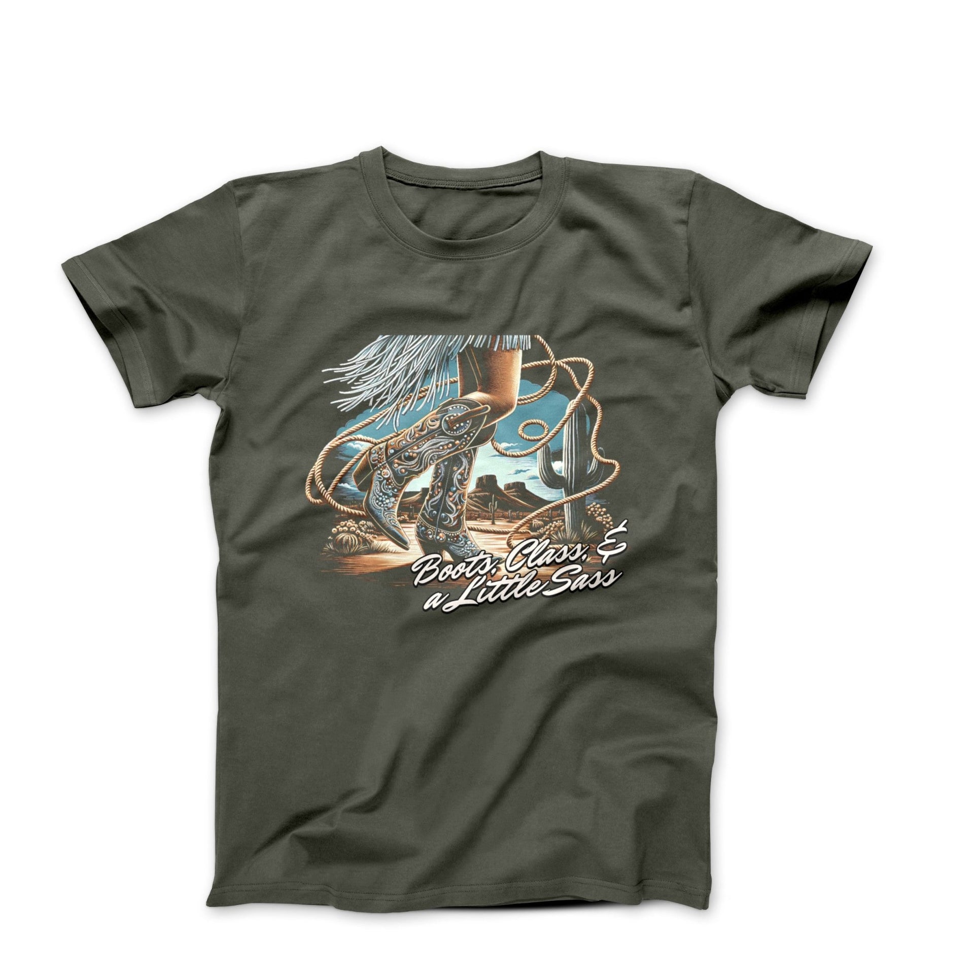 Boots, Class & Sass Illustration T-shirt - Americana & Patriotic - Harvey Ltd
